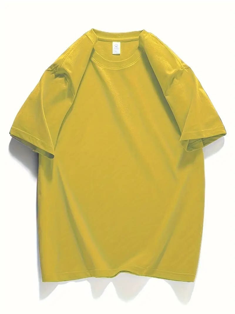 Men's Classic Solid Plain Cotton Round Hem Scallop Essentials Tshirt S-2XL gallery