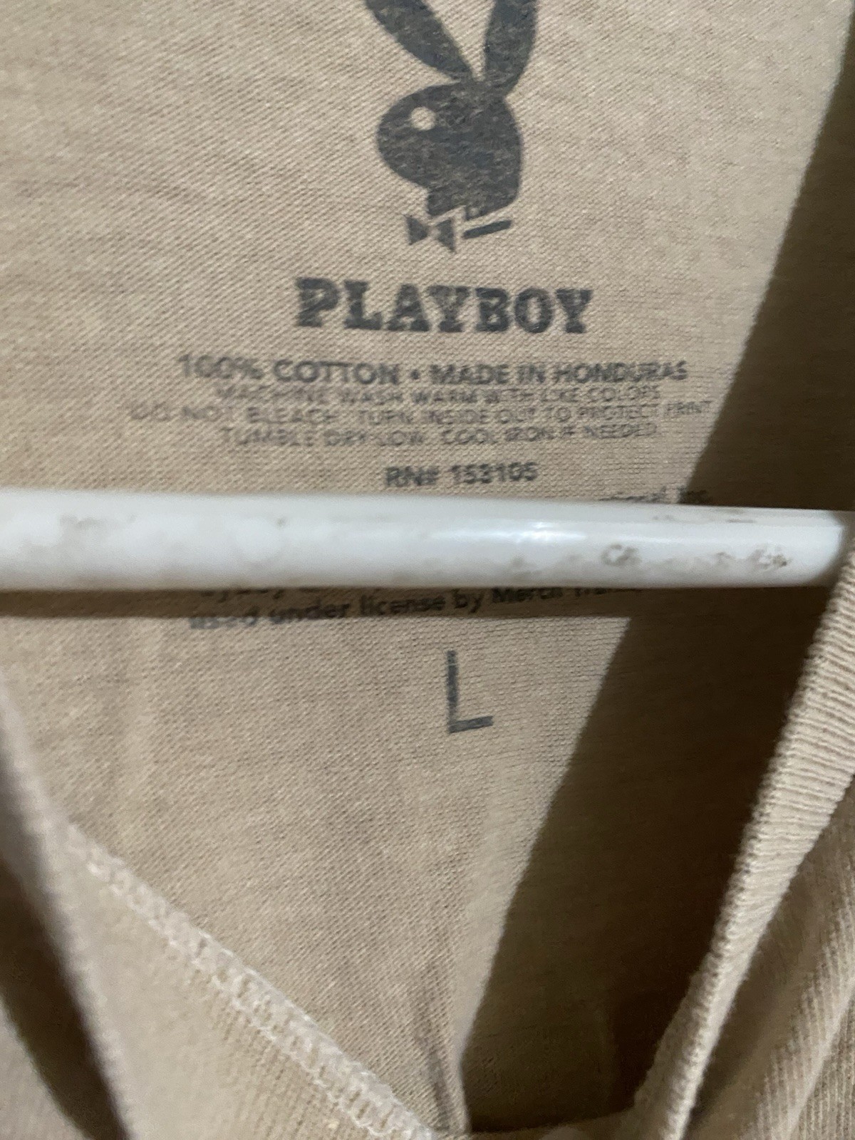 Playboy Pre-owned Unisex Beige Color Logo Tshirt Size L gallery