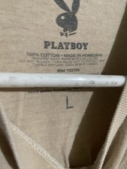 Playboy Pre-owned Unisex Beige Color Logo Tshirt Size L