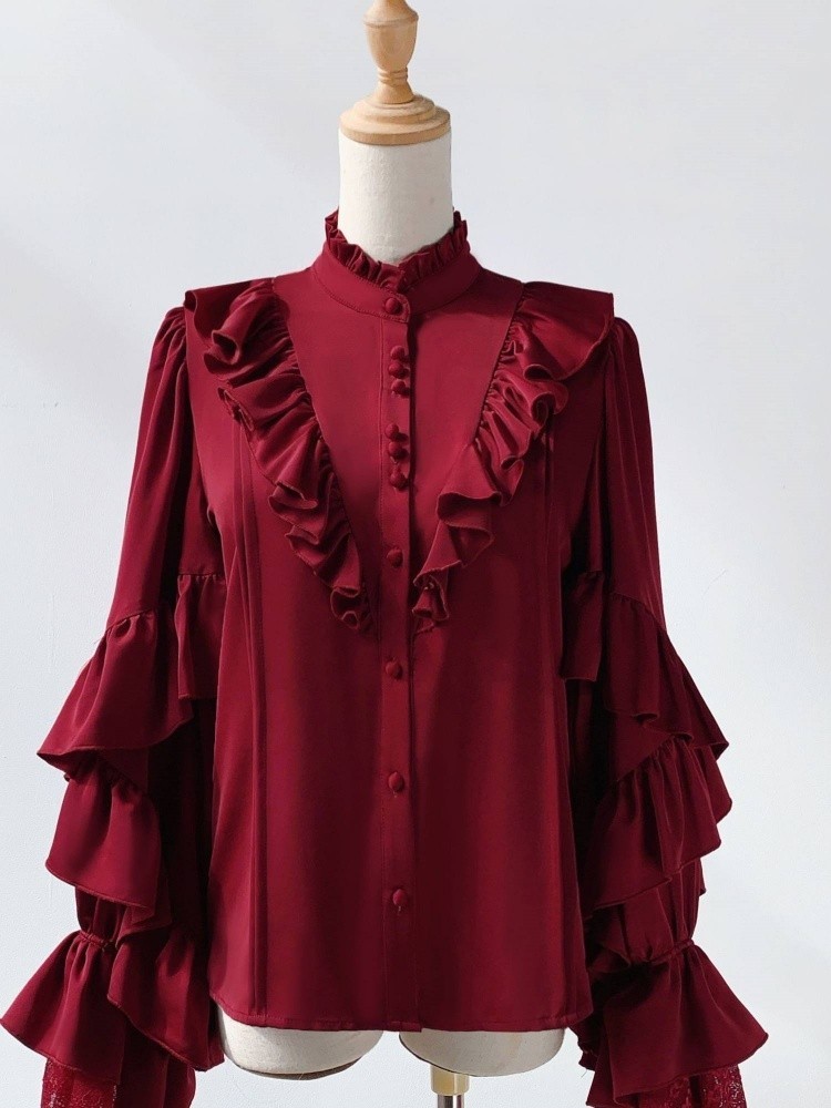 Men's White Gothic-style shirt long-sleeved Top unisex blouse gallery