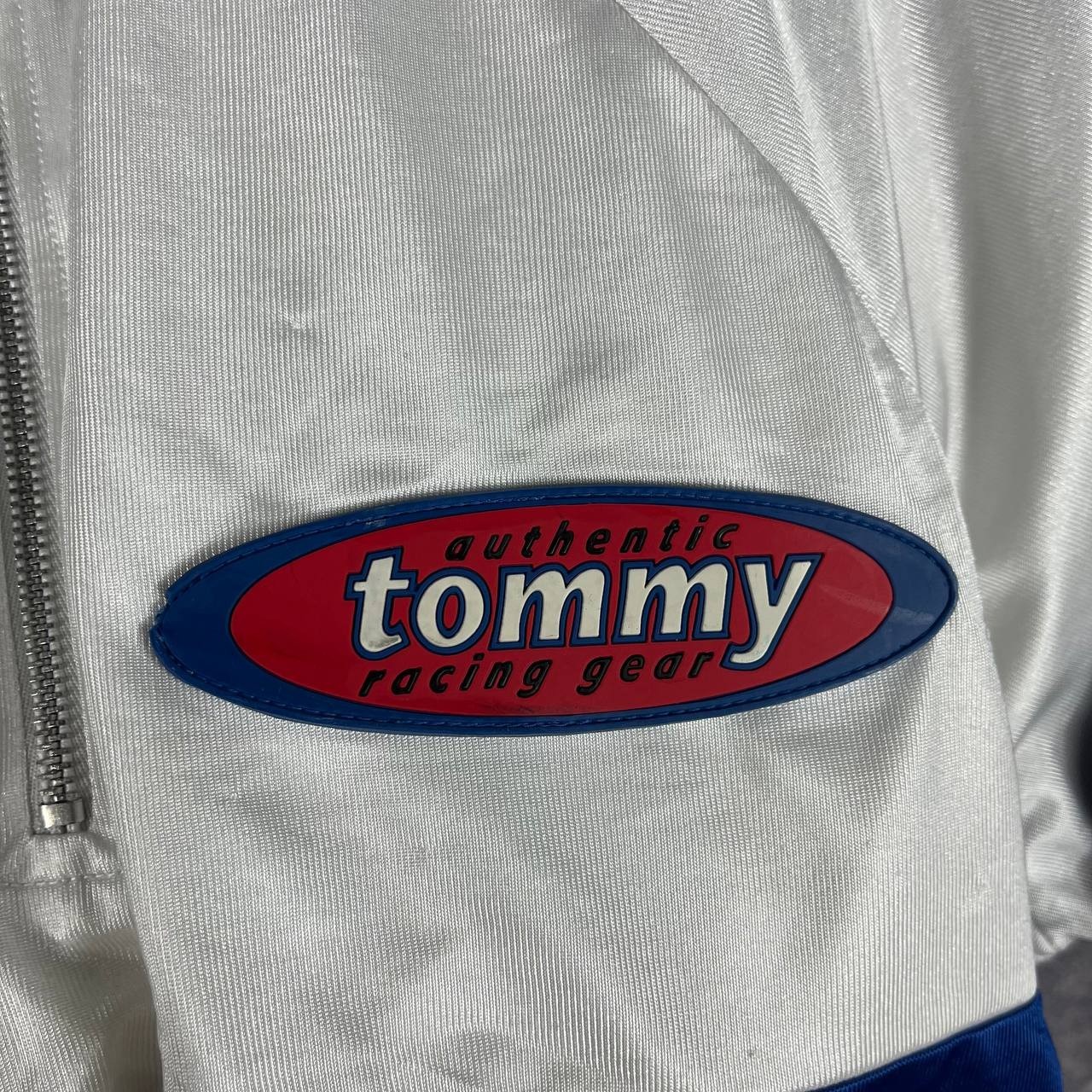 Tommy Hilfiger Jeans Racing Gear Quater Zip T-Shirt Vintage White Size XL gallery