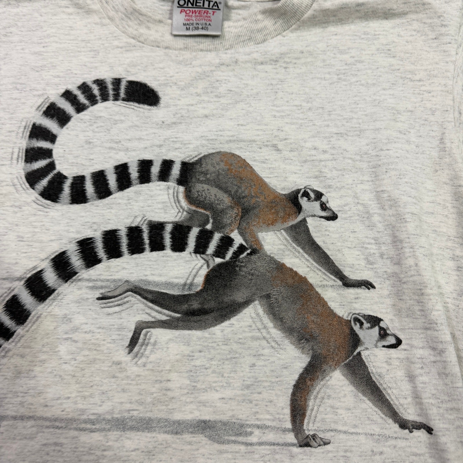 Vintage Ring Tailed Lemur Shirt Size Medium Gray 80s Nature Animals Madagascar gallery