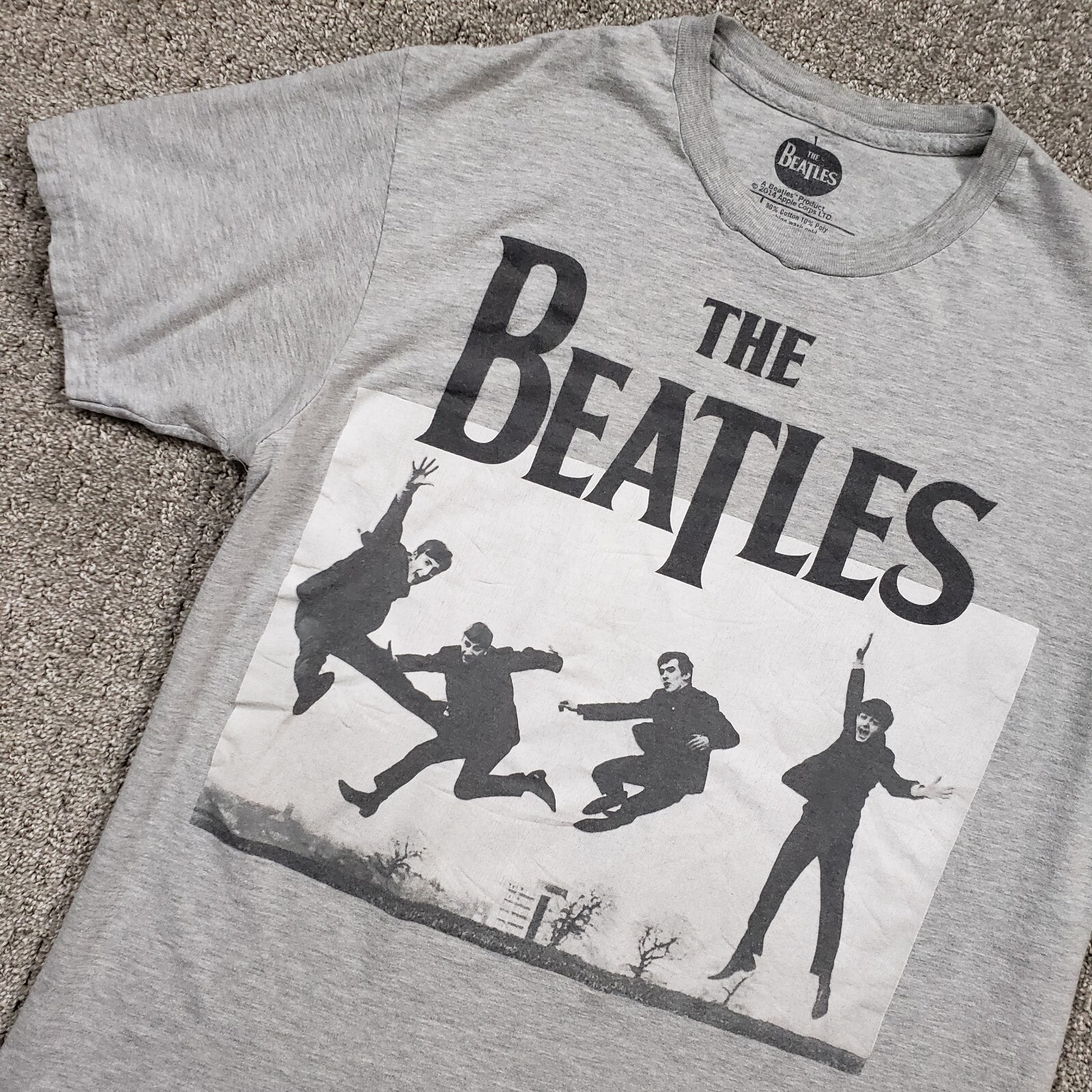 THE BEATLES Shirt Mens Medium Gray Jump Lennon McCartney Harrison Starr Band Tee gallery