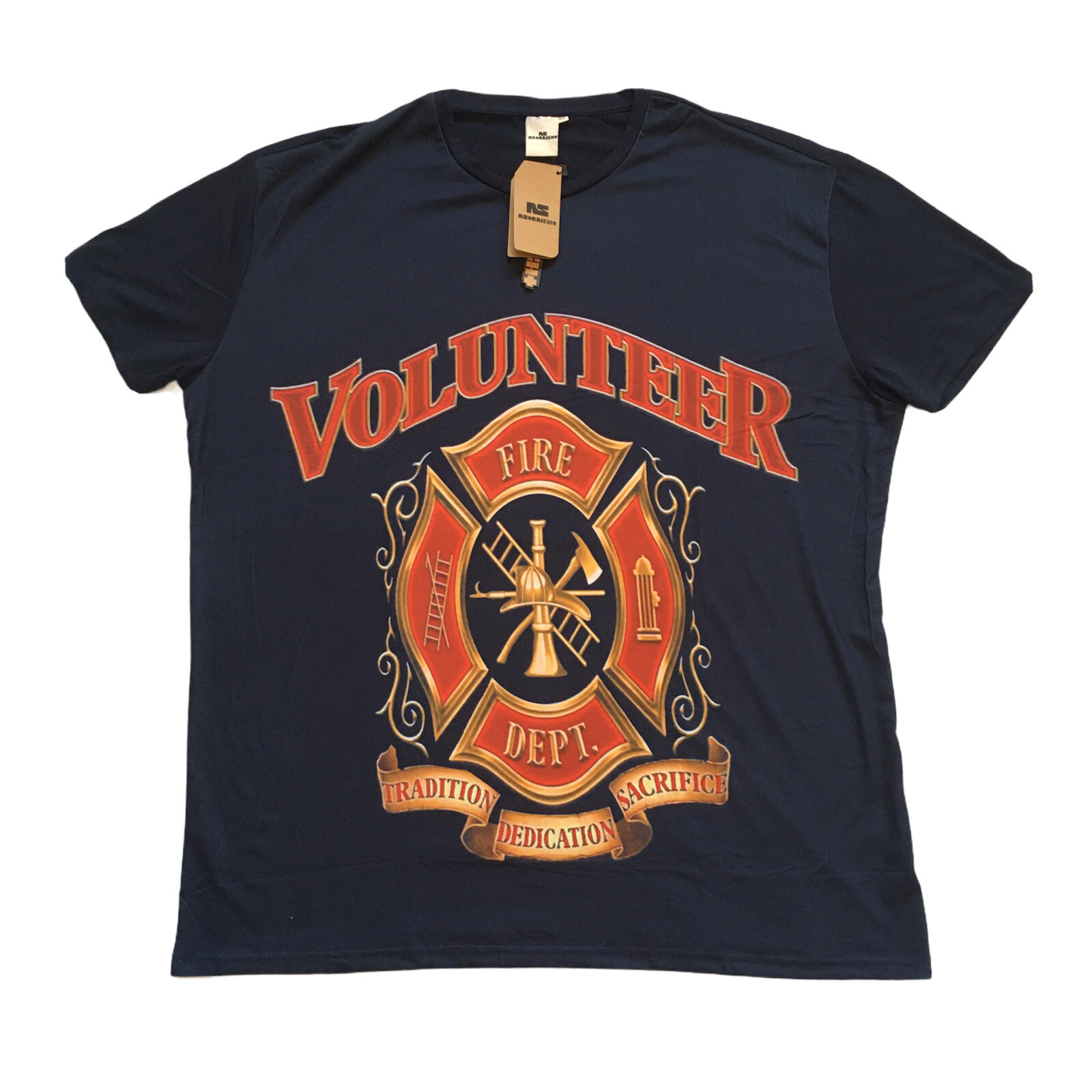 Volunteer Fire Department T Shirt Size 3XL By NStraight NWT Blue Single Sided