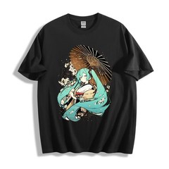 Hatsune Miku Sakura Kimono Tee – Umbrella Cherry Blossom Vocaloid Anime T-Shirt