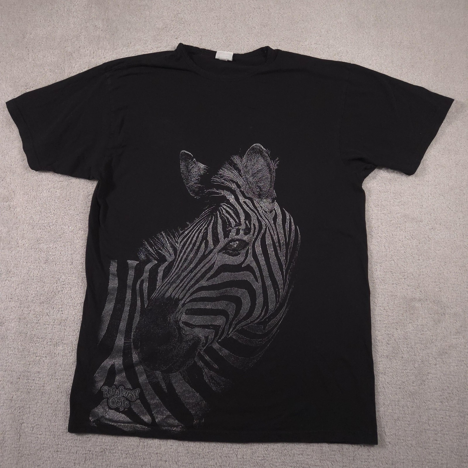 Rainforest Cafe Shirt Adult XL Black Zebra Rhinestone Graphic Tee Souvenir gallery