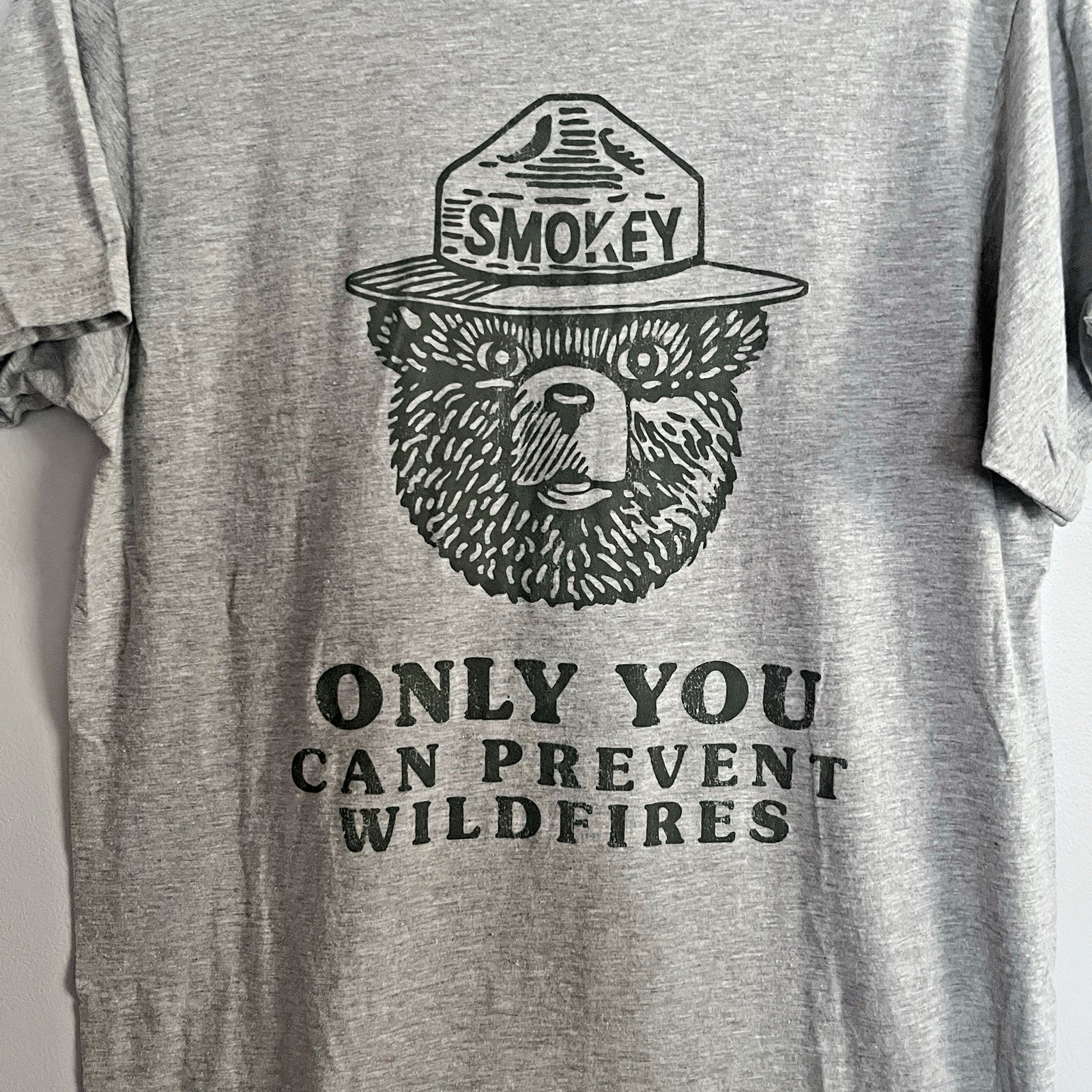 Smokey The Bear Gray Green Size M, Only You Can Prevent Forrest Fires T Shirt gallery
