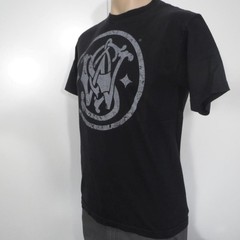 Smith & Wesson Mens MEDIUM Black T-Shirt Gun Pistol Firearm S&W Logo 1852 Logo