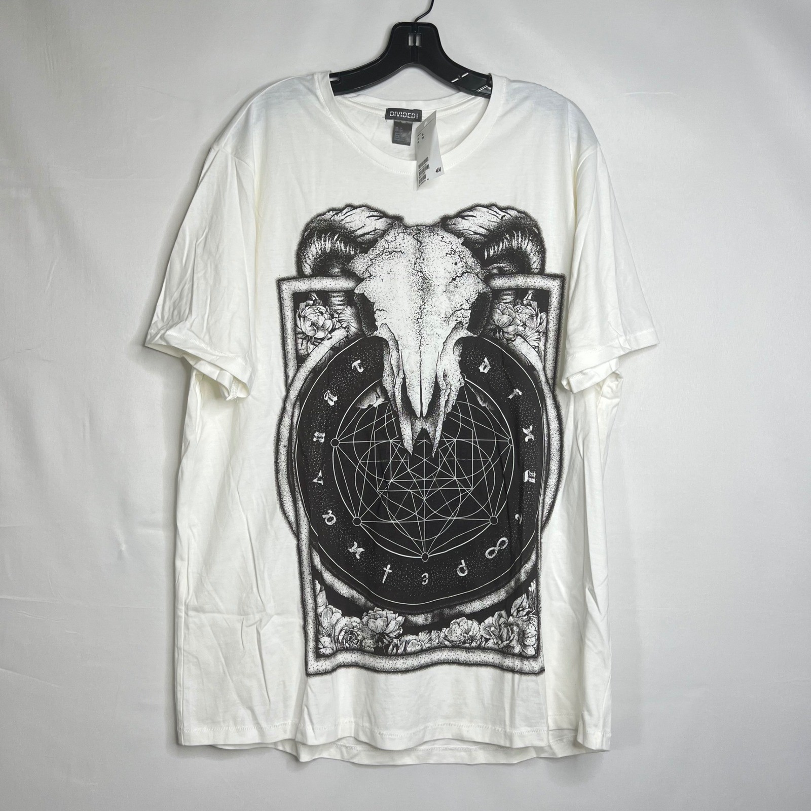 H&M Divided Ram Skull Graphic Tee Mens XL Occult Goth Punk Streetwear Tribal gallery