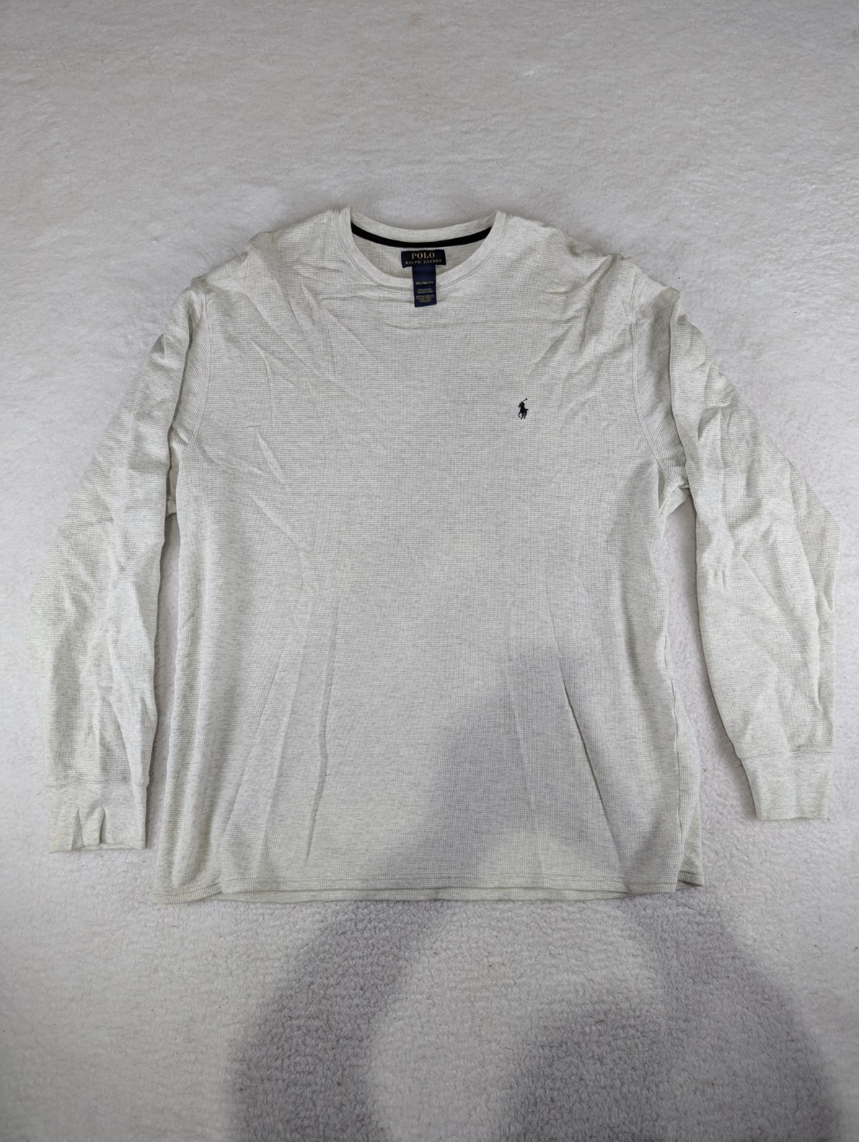 POLO RALPH LAUREN Waffle Knit Crewneck Pull-On Thermal White Shirt Men's 2XL gallery