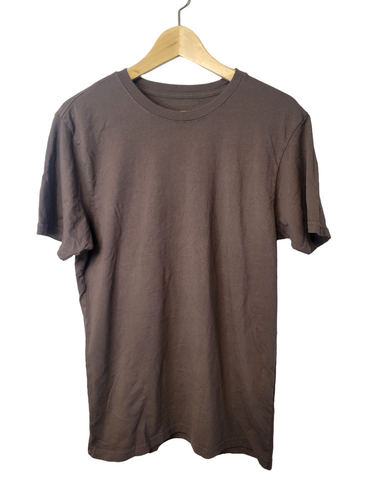 Dark Brown Basic Tee Short Sleeve Minimalist Pullover Men’s T-shirt Size M
