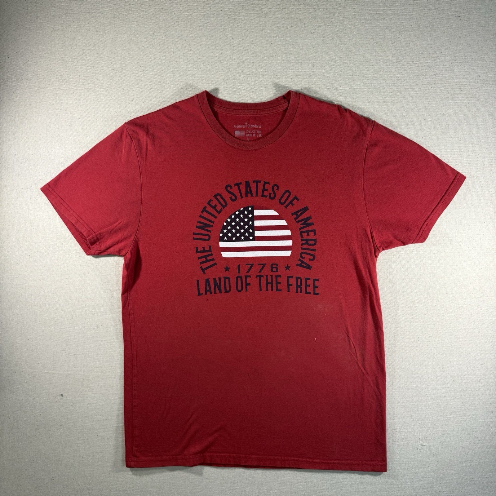 The United States Of America Land Of The Free Shirt Mens Red Size Large USA Made