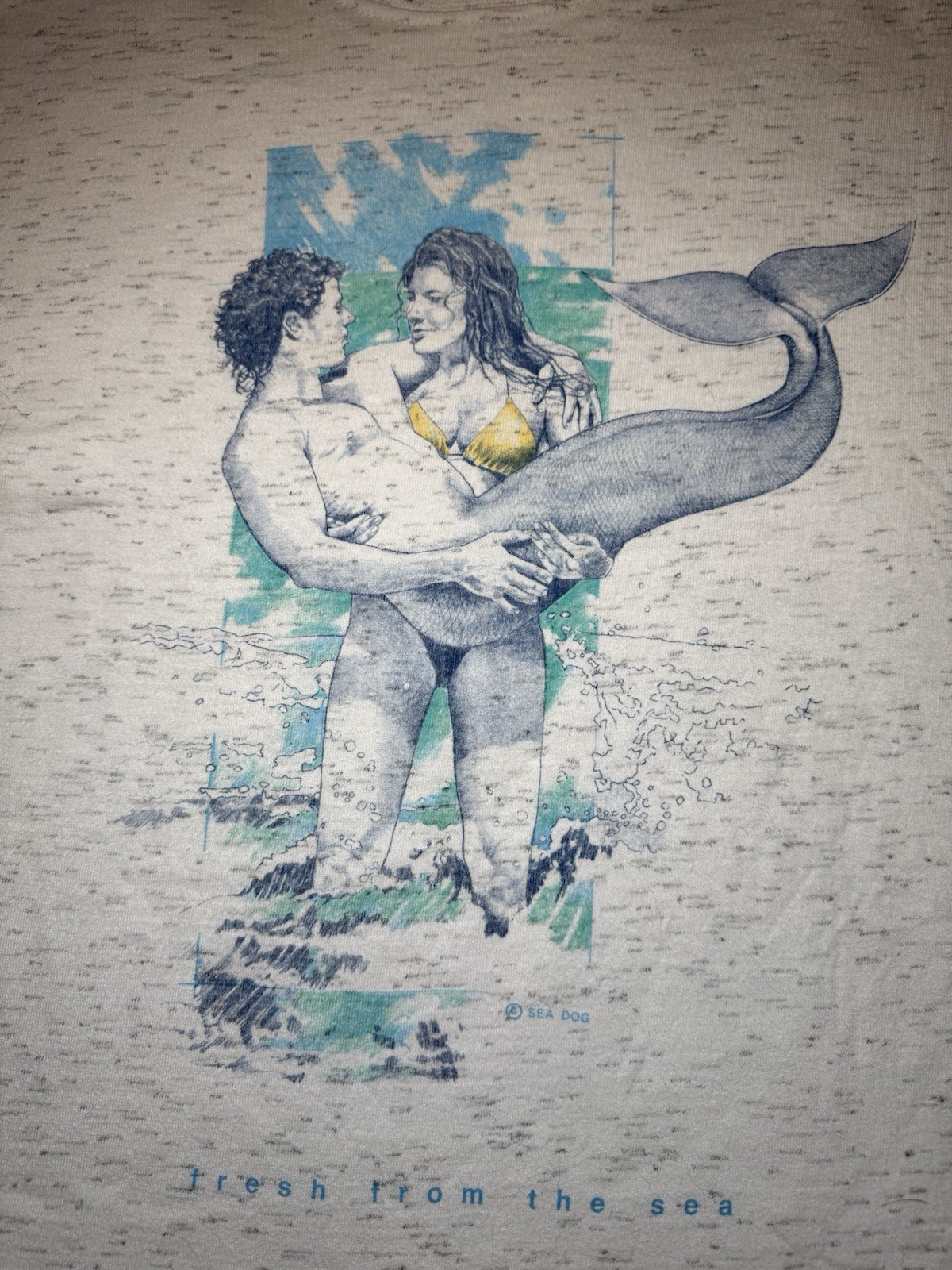 Vtg 80s 90s Sea Dog Sportswear Beach Male Mermaid Funny Ironic T Shirt Medium gallery