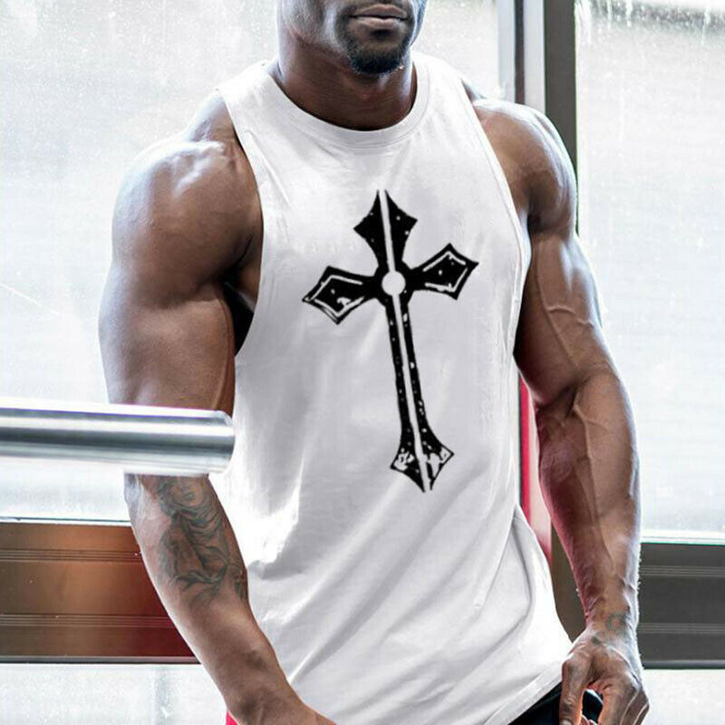 Men's Tank Tops Bodybuilding Muscle T Shirt Sleeveless Gym Training Workout Vest gallery