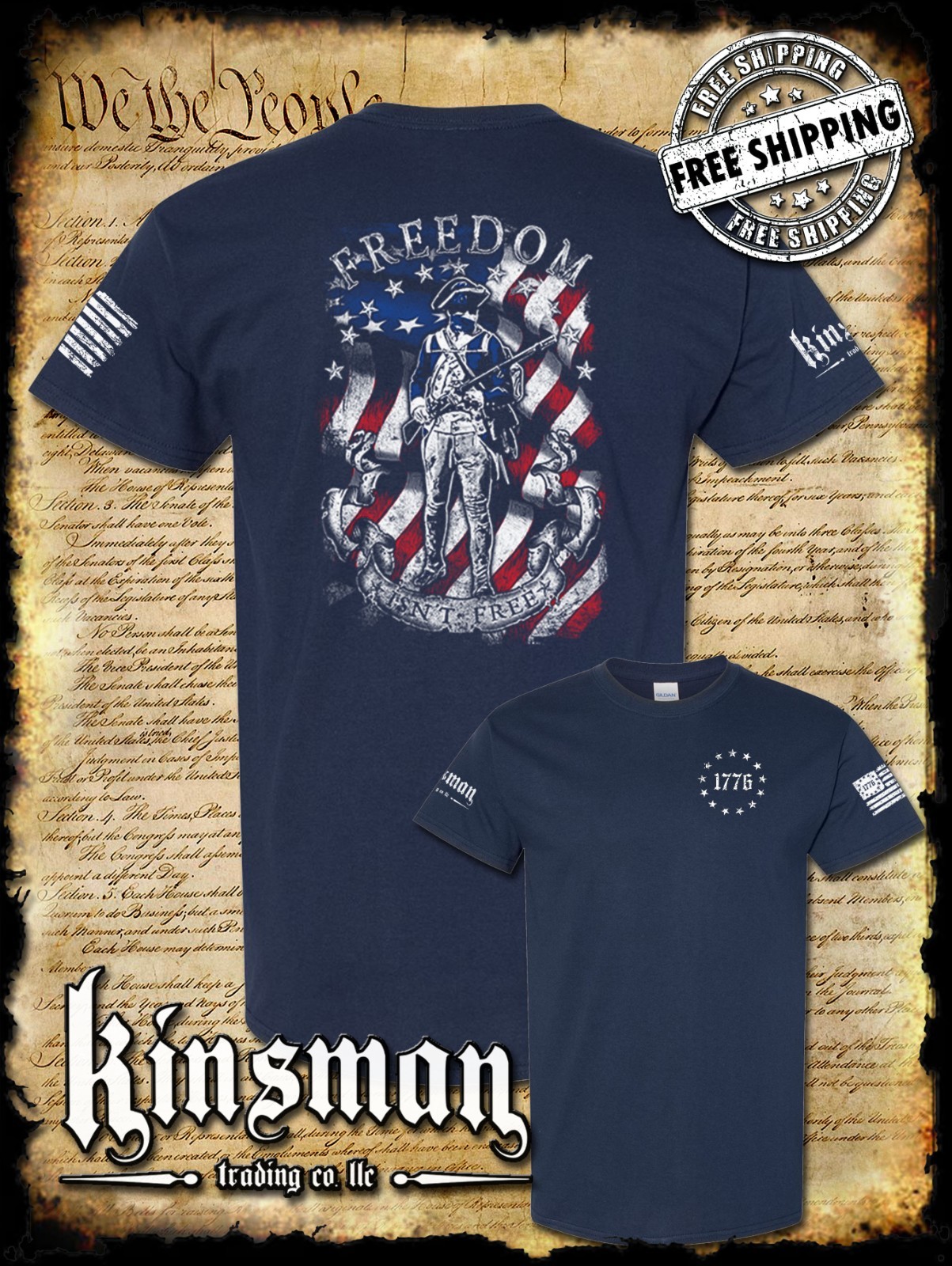 Freedom Isn't Free Patriotic American Flag 2-Sided T-Shirt - 2nd Amendment USA gallery