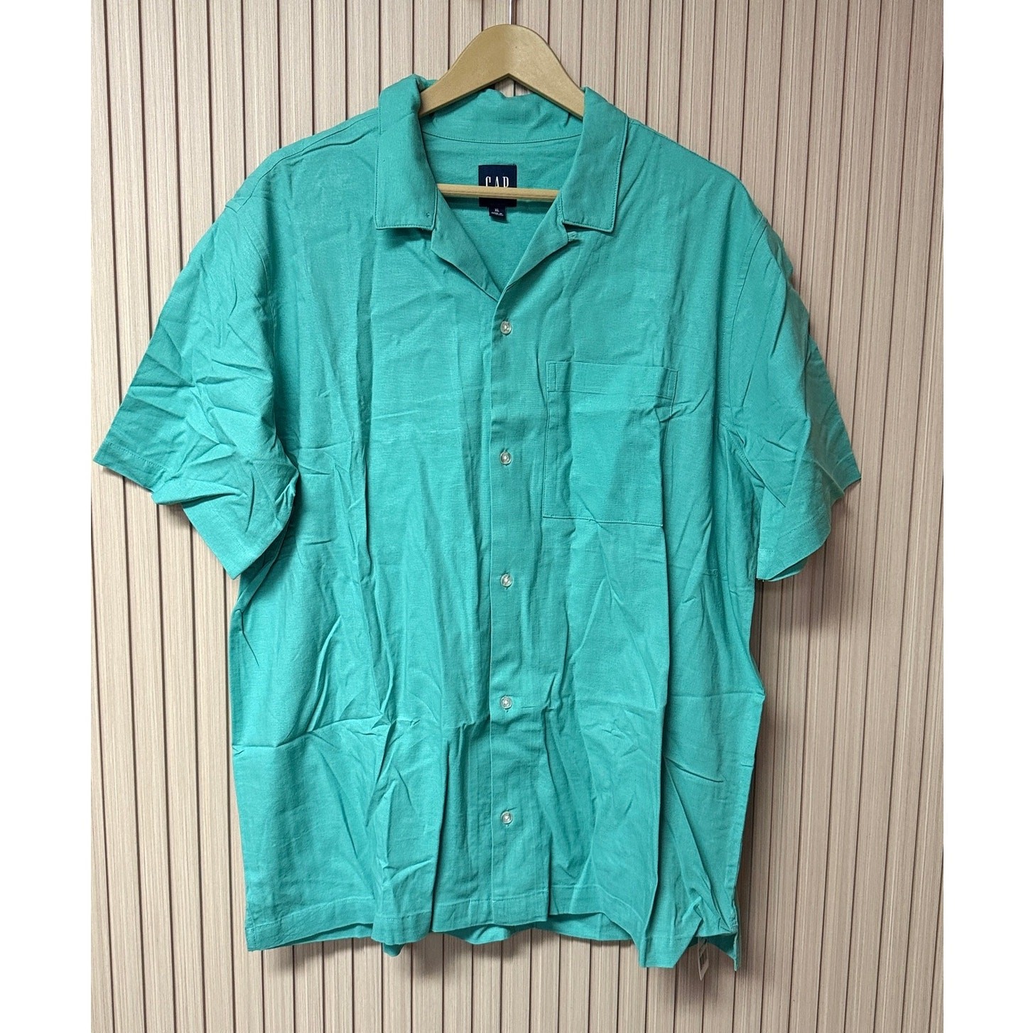Gap Men’s Linen Blend Short Sleeve Shirt Green Size XL GP007528 gallery