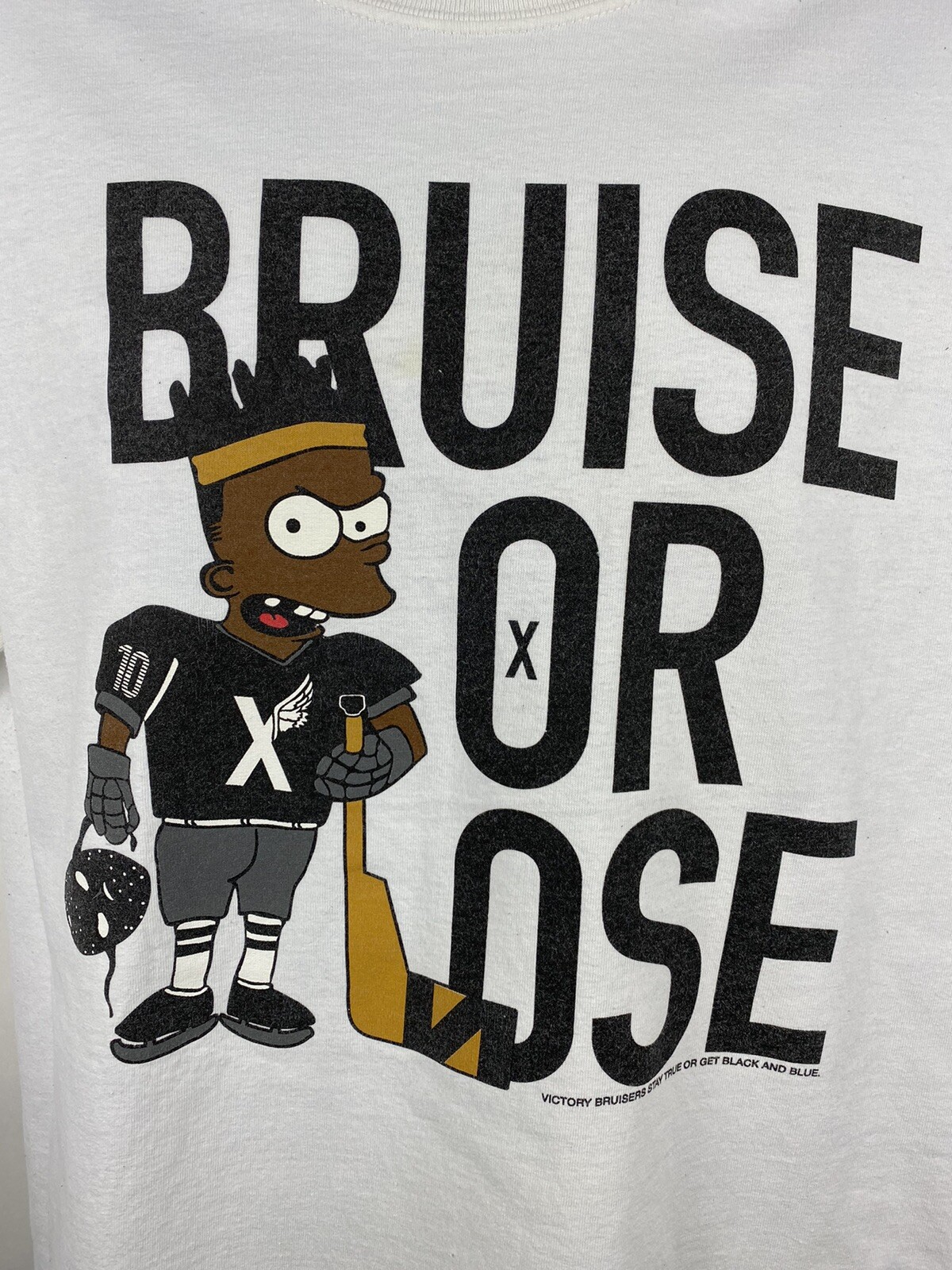 10 Deep Black Bart Simpson Hockey White Shirt Skate Streetwear Hip Hop Men Large gallery