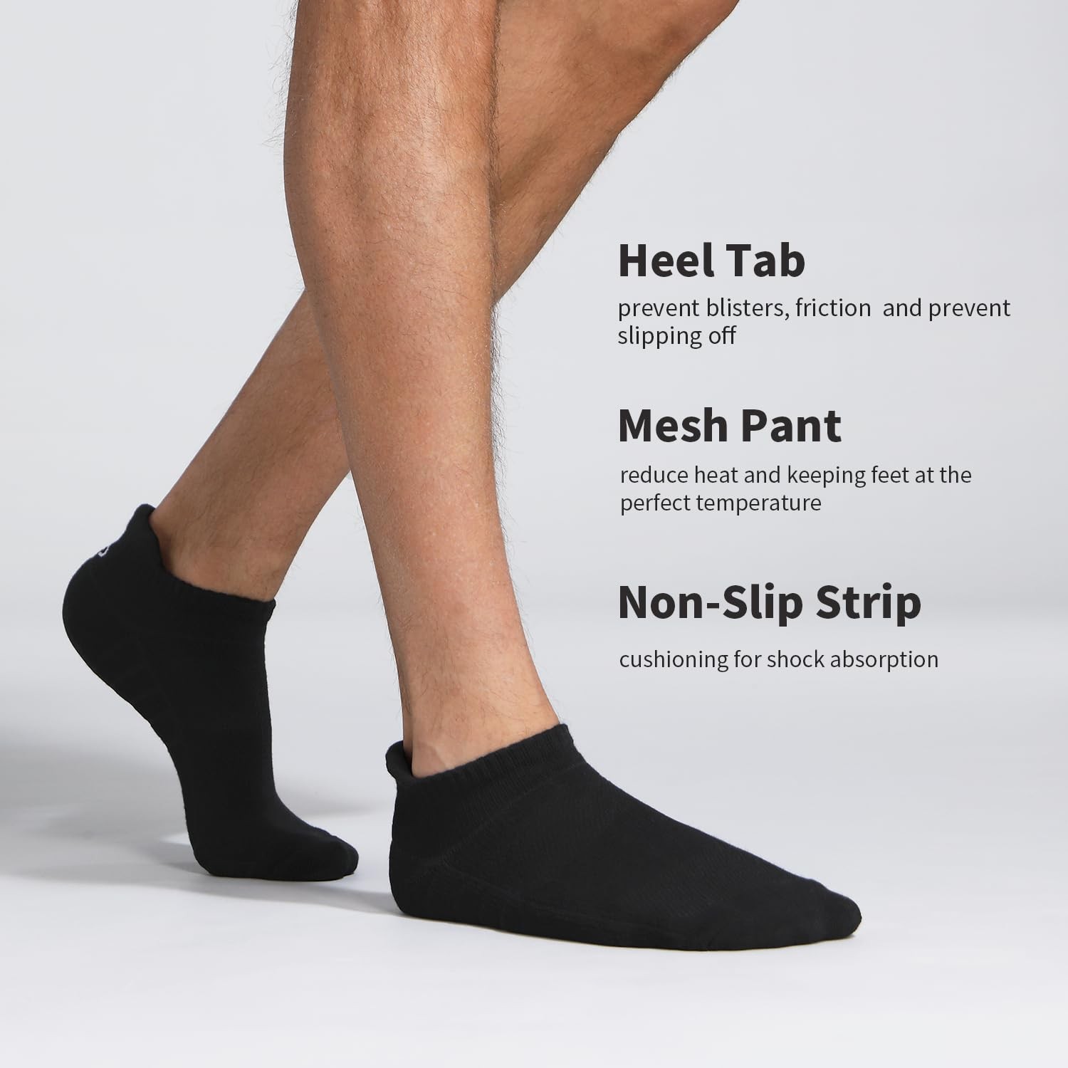 Running Cushioned Socks Black Ankle Socks for Men Women Breathable 6Pairs Bla... gallery