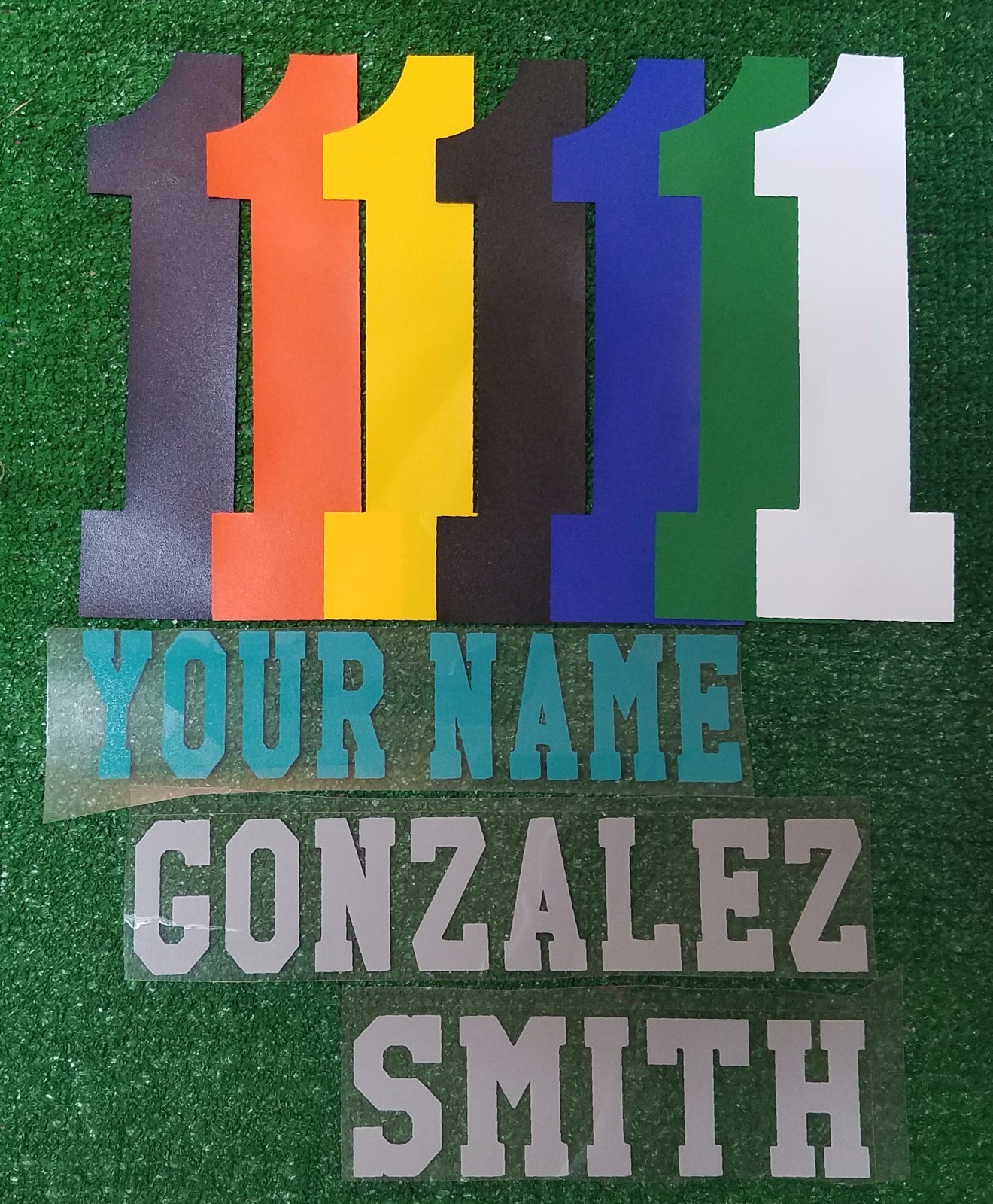 Iron On custom Heat transfer numbers for soccer jersey DIY heat set number gallery