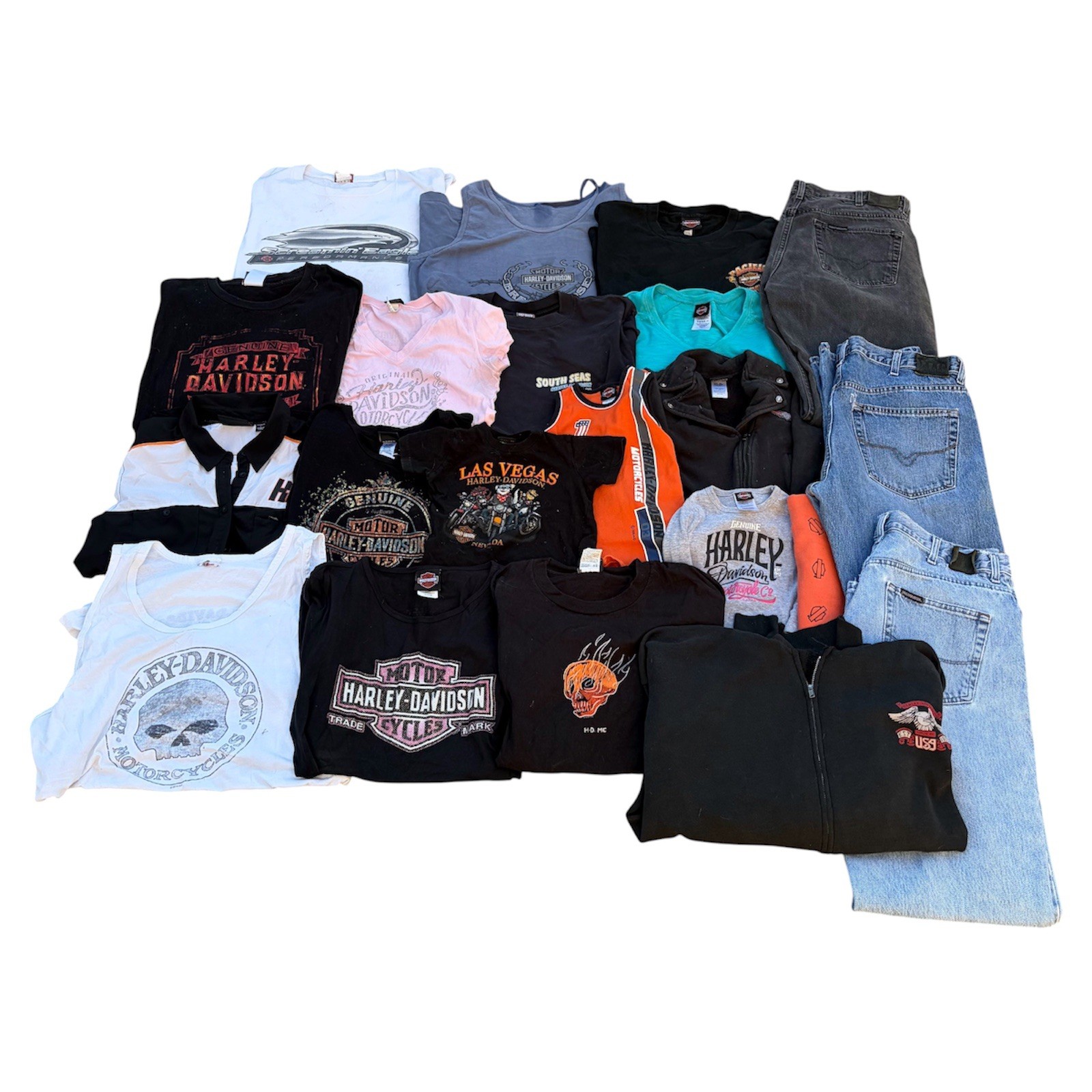 Vintage/Modern Harley Davidson T-Shirt/Sweatshirt/Jeans 21 Piece Bundle Lot gallery