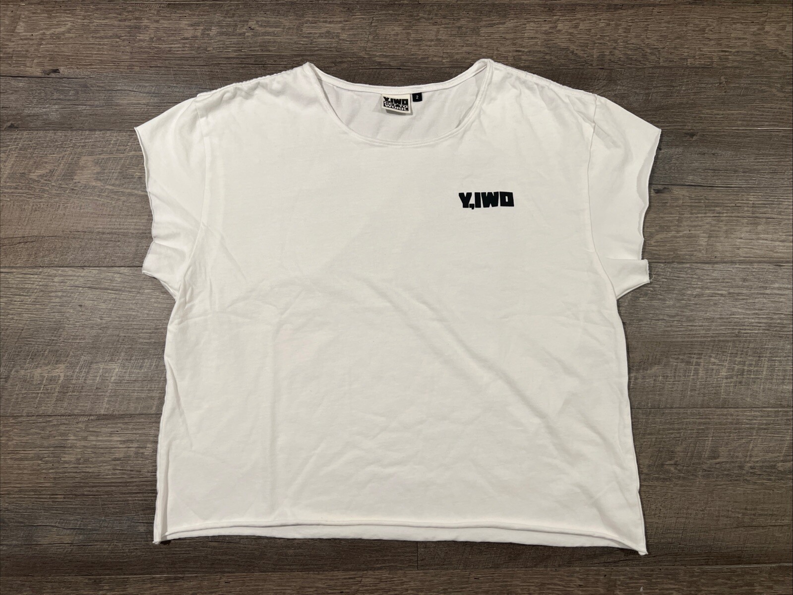 Y,IWO (Yeah, I Work Out) Gym Muscle T Shirt Mens Size 2 White Raw Edge - NWOT gallery