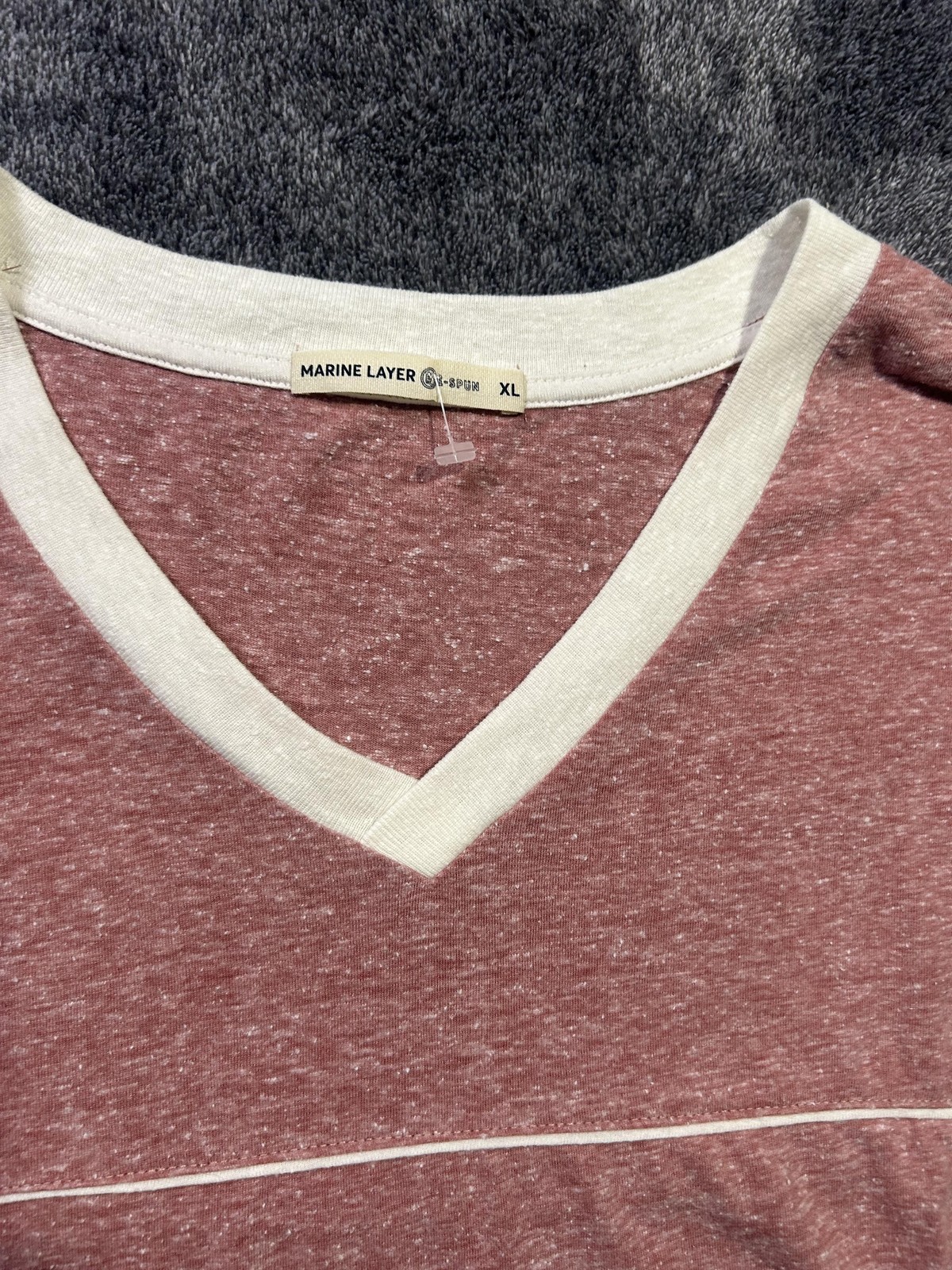 Marine Layer Shirt Mens XL Red Heather V-Neck Contrast Trim Casual Tee gallery