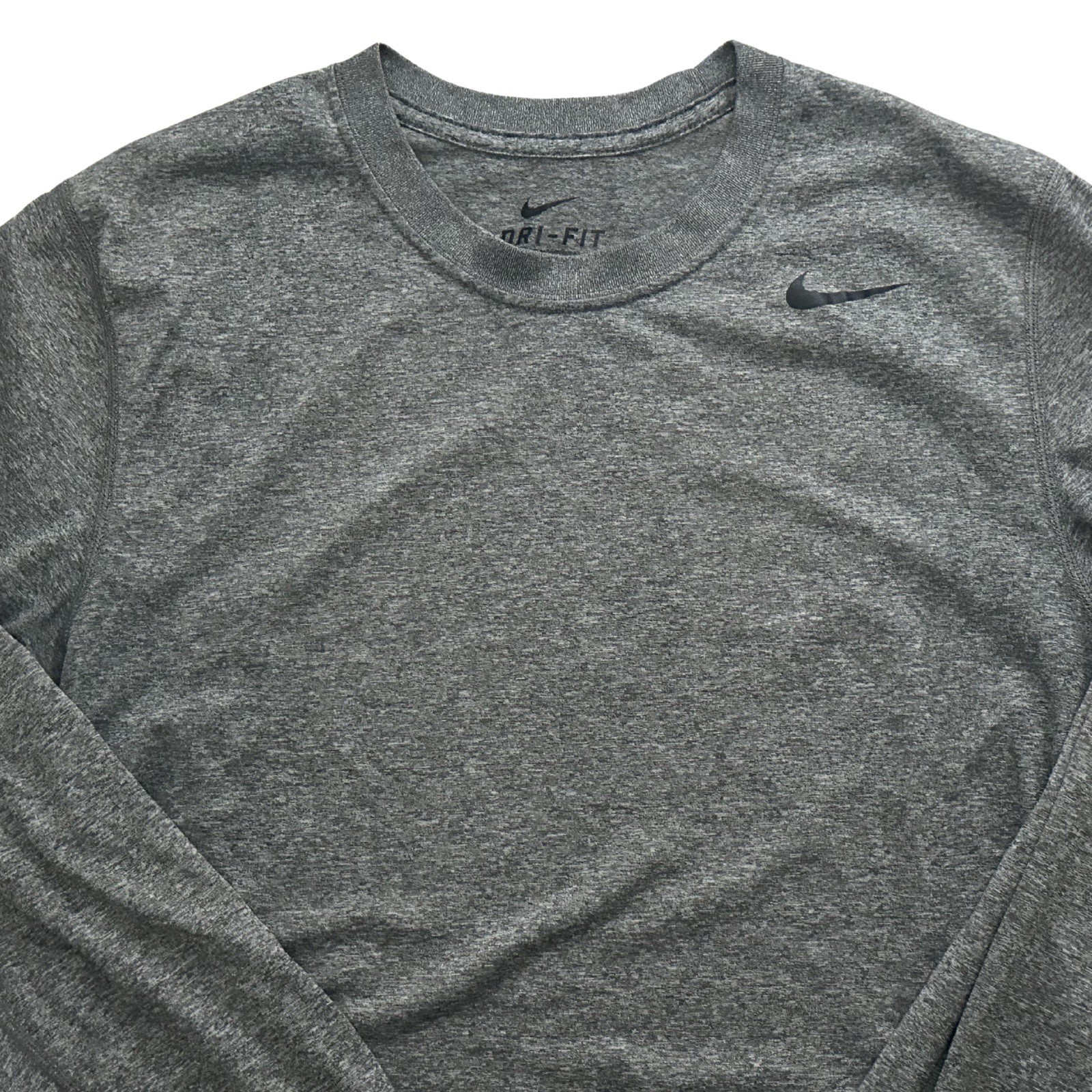 Nike Dri-FIT Mens Long Sleeve Shirt Heather Gray Tech Workout Gym Tee Medium gallery