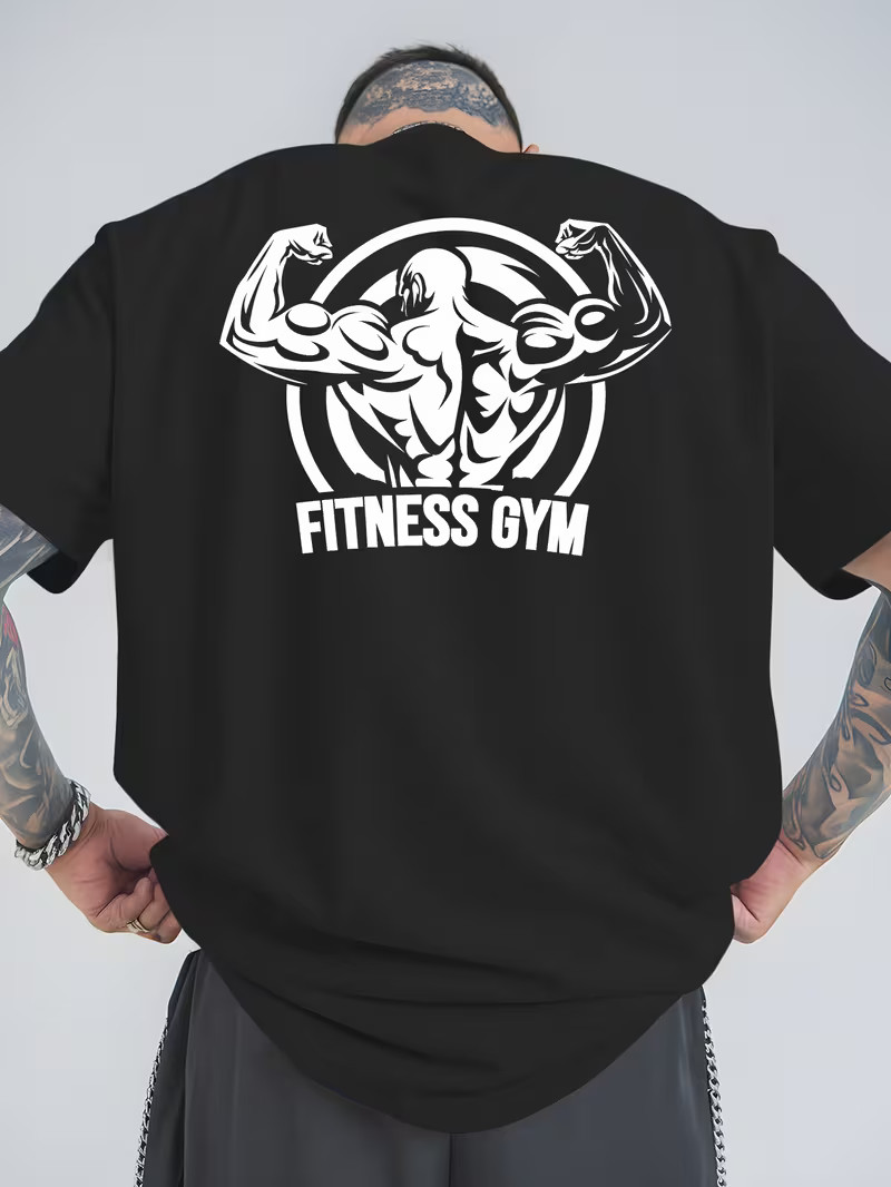 Mens Fitness Summer Sports T-Shirt Casual Breathable Crew Neck Relaxed Fit Tee gallery