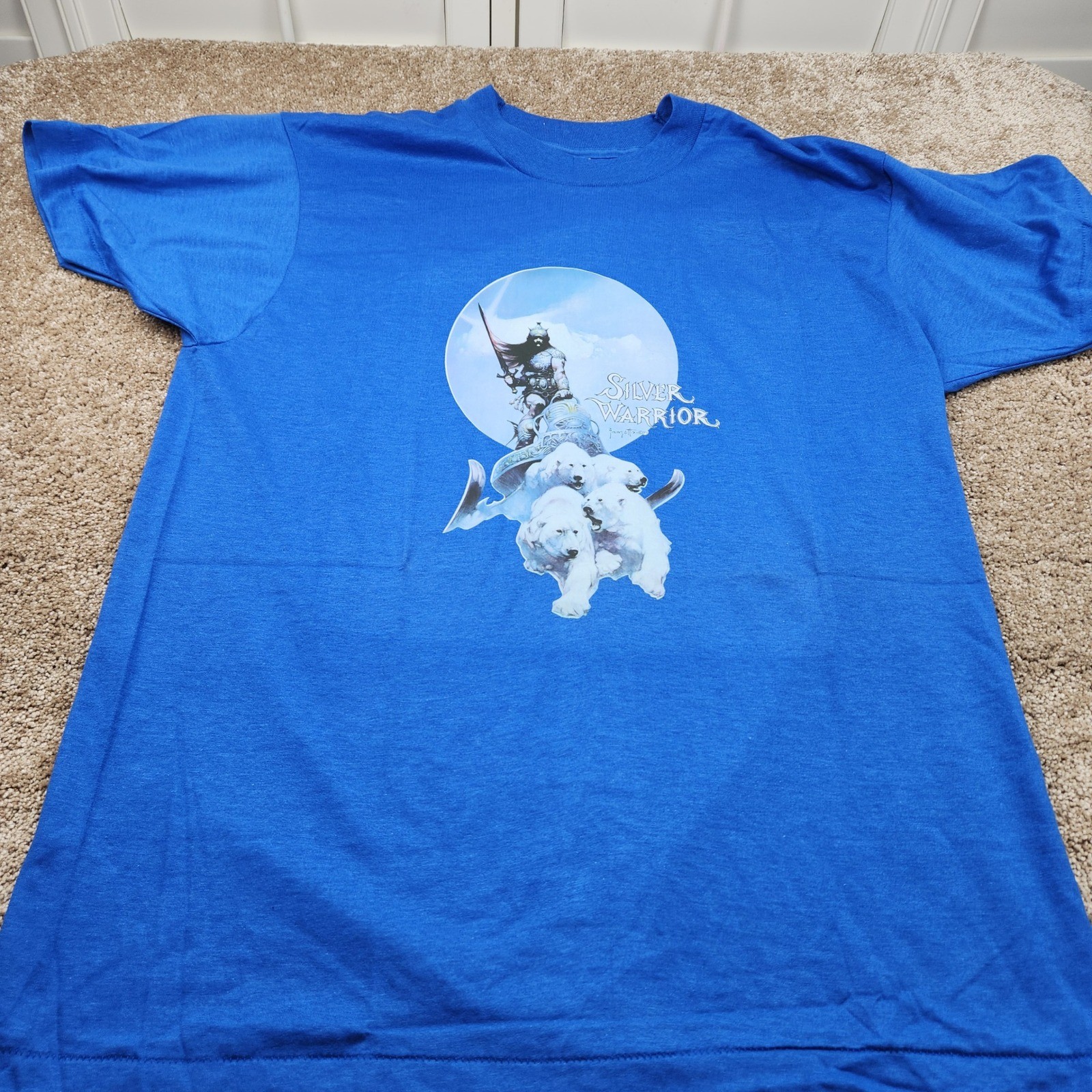 Screen Stars Silver Warrior Graphic T Shirt XL Blue 50 Cotton 50 Poly made usa gallery