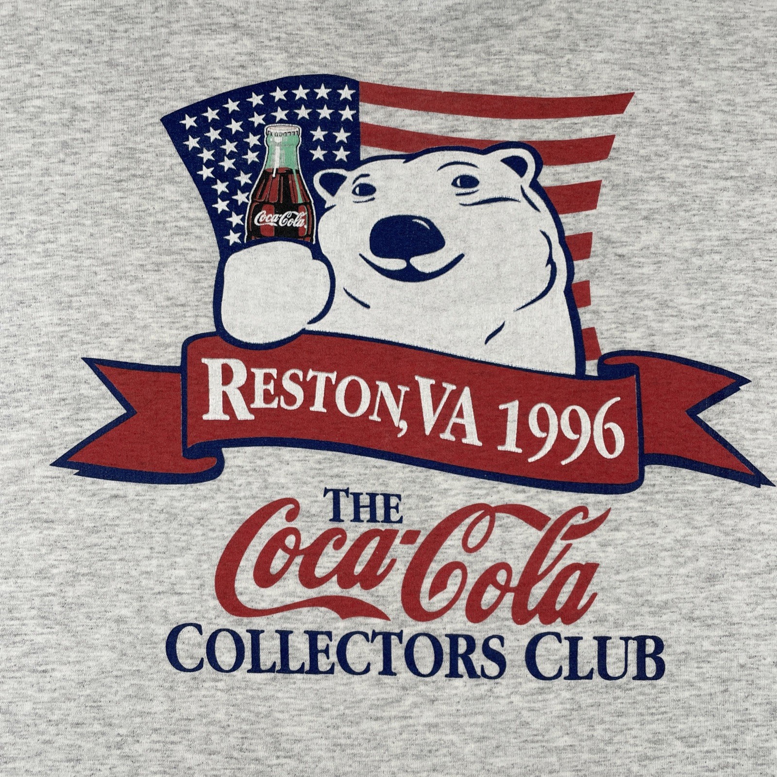 Vtg Hanes L Gray Shirt 90s Reston Virginia Coca Cola Collectors Club Polar Bear gallery