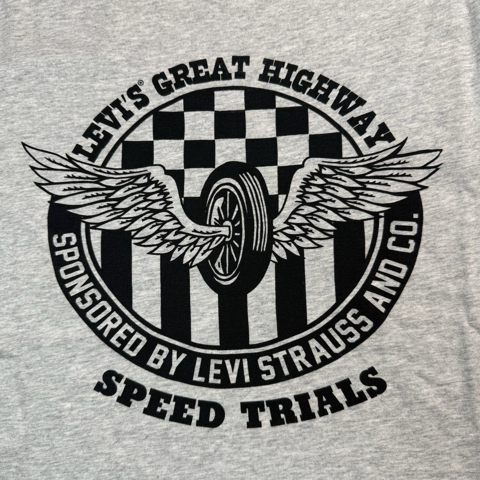 Levis Shirt Mens Small Relaxed Great Highway Speed Trials Short Sleeve Gray NWT gallery