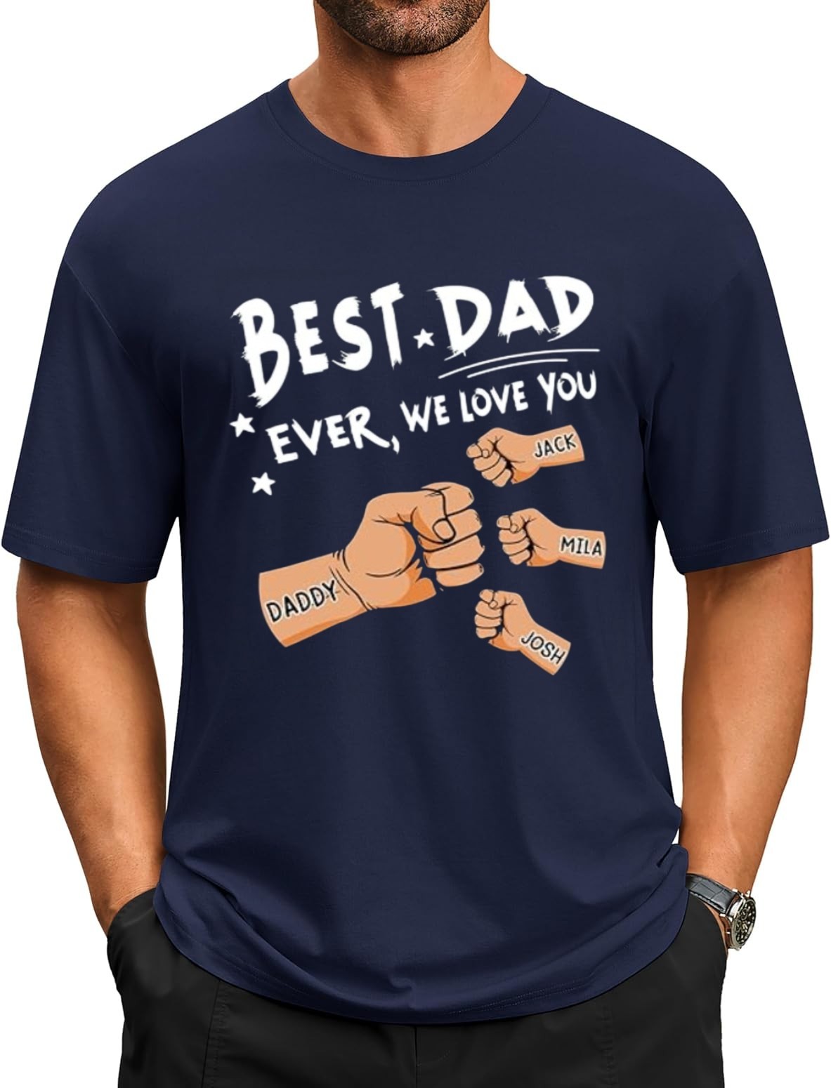 Custom Dad Shirt with Kids Names, Personalized Father's Day Gift for Dad gallery