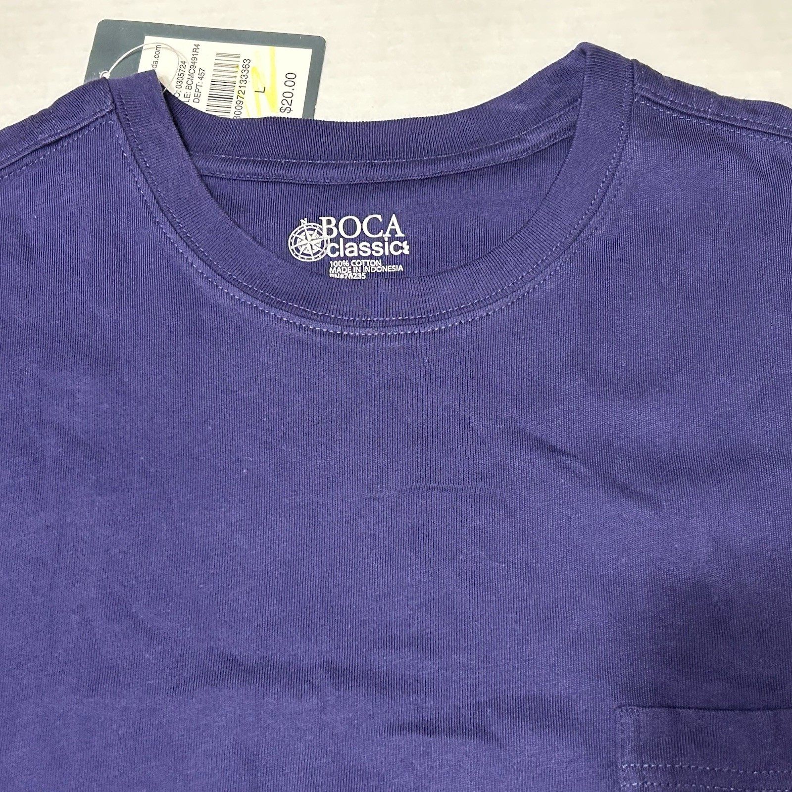 BOCA CLASSICS Pocket T-Shirt Large Purple NWT Solid Blank Plain Casual Dress gallery