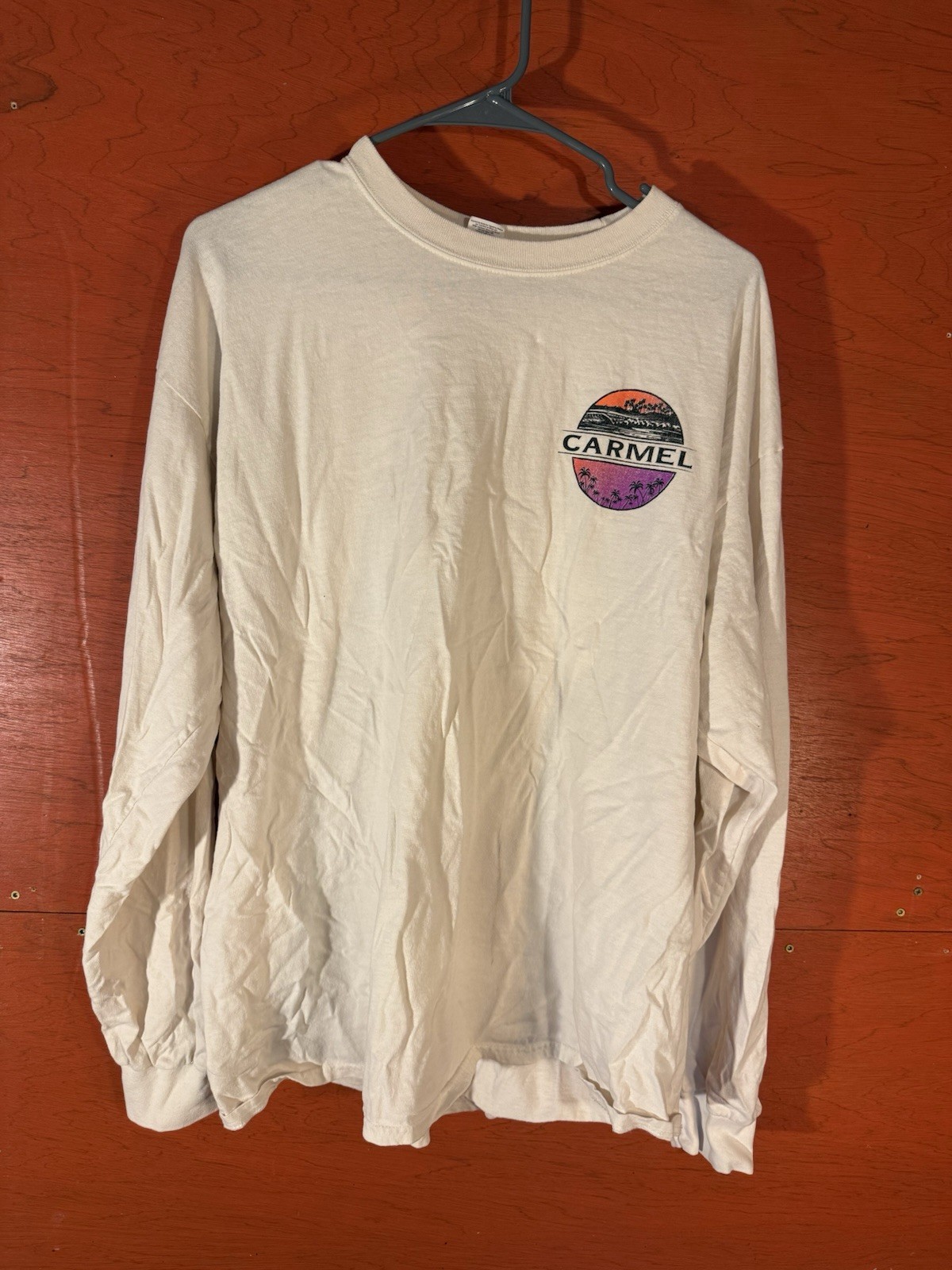 Carmel, California Vintage Off-White, Long Sleeve Men’s Extra Large Surfer Shirt