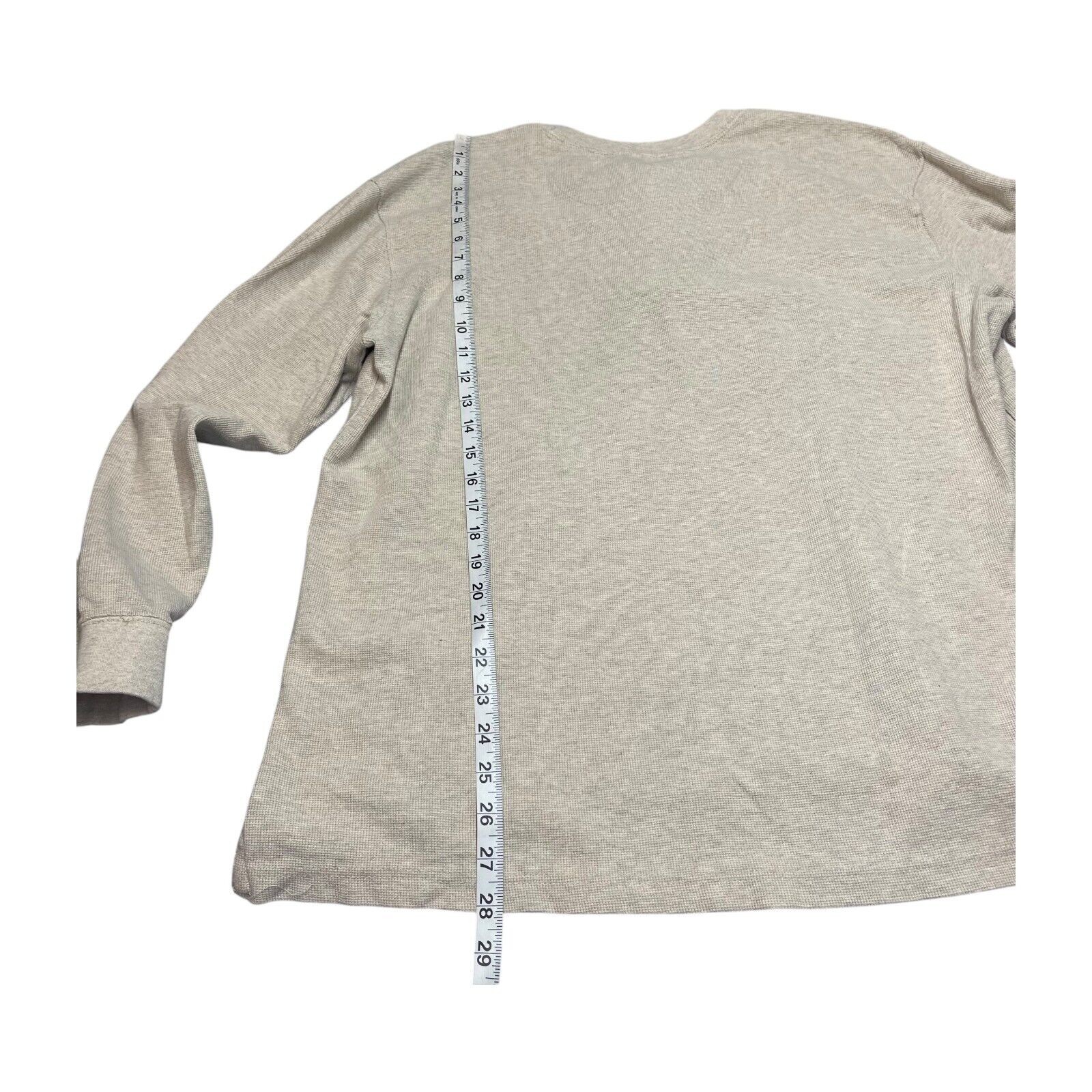 Craftsman Shirt Men's 2XL Beige Stretch Henley Neck Long Sleeve High Low Hem gallery