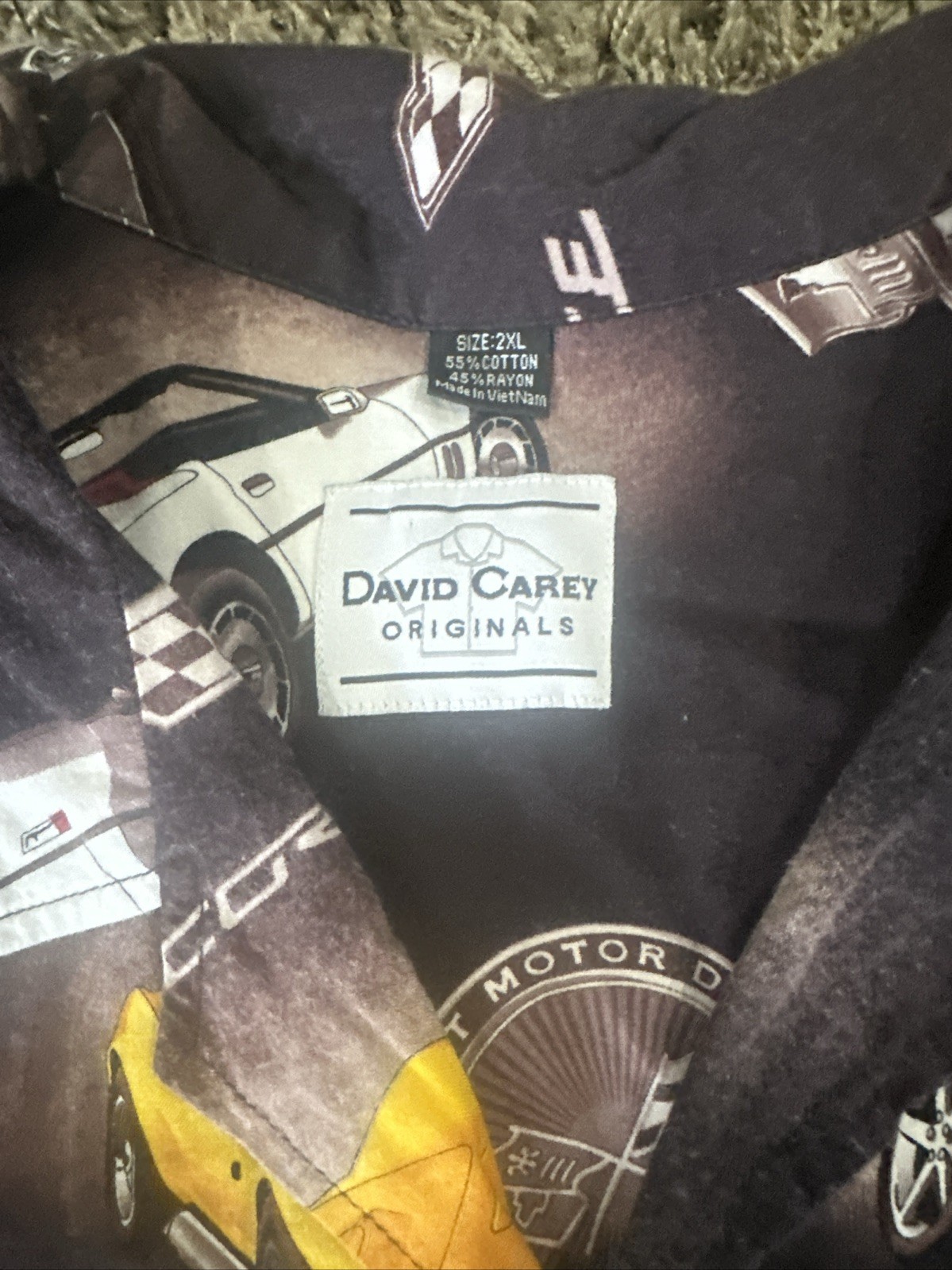David Carey Corvette Chevrolet Stingray Racing Vtg Car Button Down T Shirt 2XL gallery