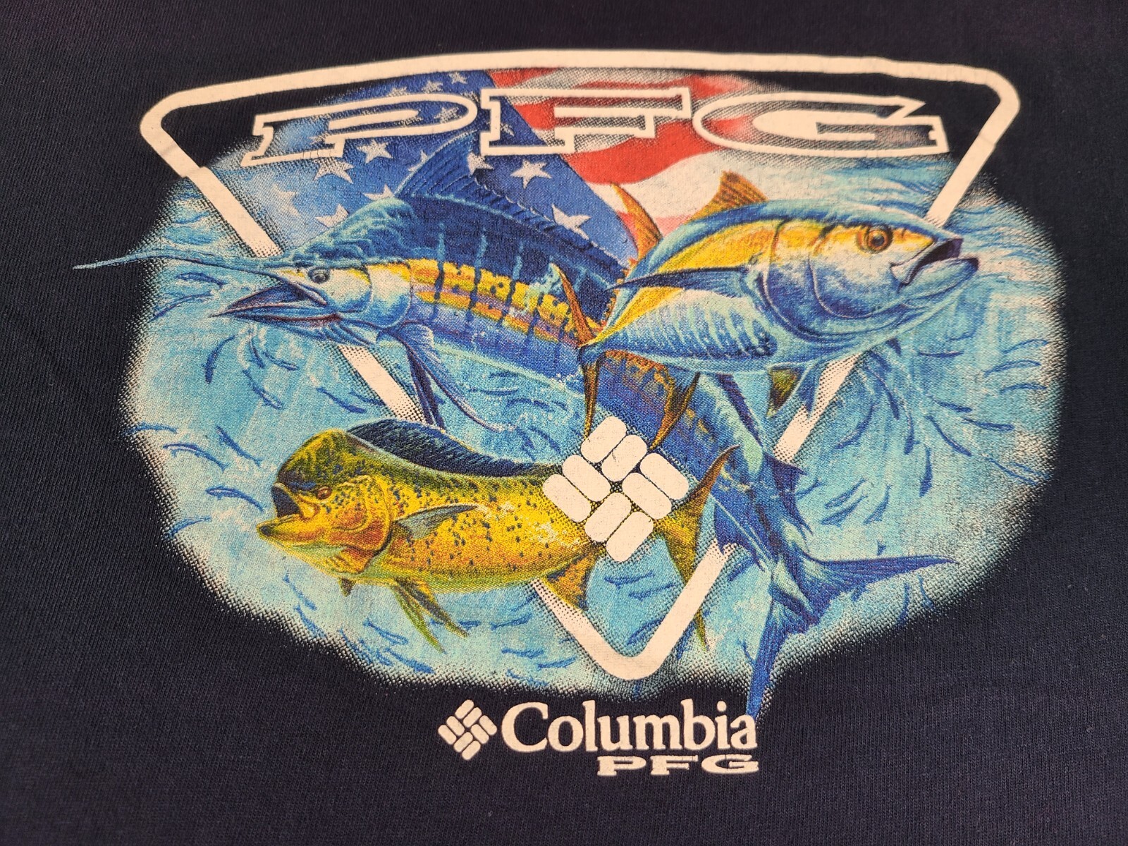 Columbia PFG Shirt Mens Large Blue Marlin Tuna Fishing Outdoor Gear Sportswear gallery