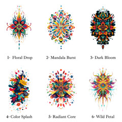 Boho Mandala Floral Abstract Art TShirts, Comfort Colors, Unisex Streetwear Tee
