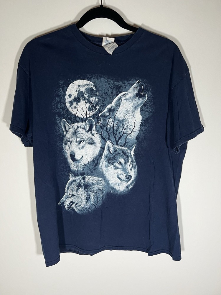 Vintage Y2K Delta proweight blue wolf distressed graphic sz L festival casual