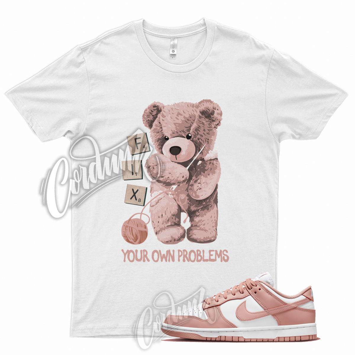 FIX T Shirt for  WMNS Dunk Low Rose Whisper Foamposite Gold 1 Mid High