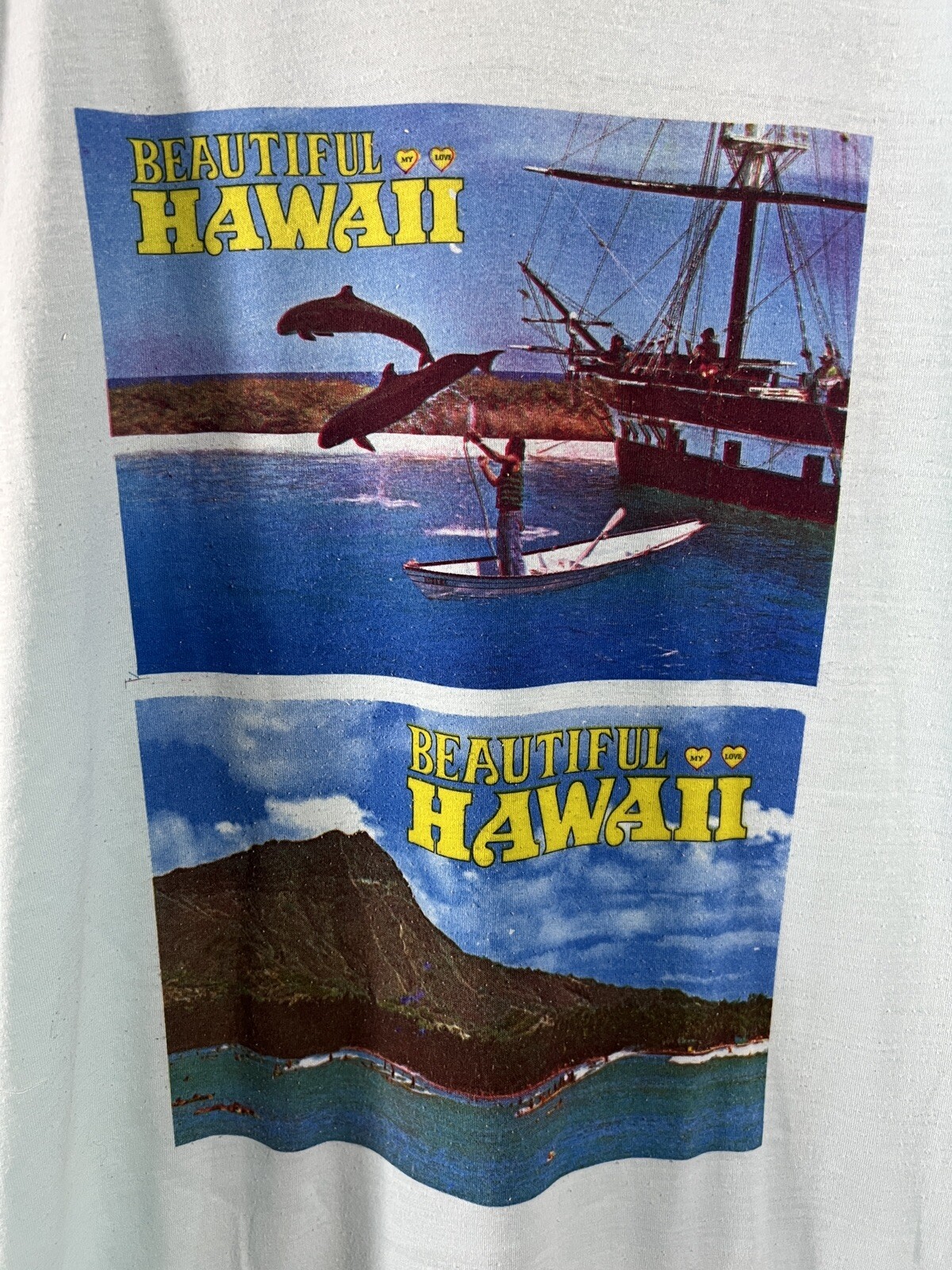 VTG beautiful Hawaii sportswear blue sz L single stitch t shirts made in USA gallery