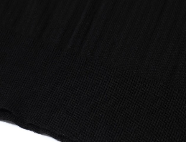 Men's 60s Black Ribbed Knit Polo – Minimalist Retro Shirt gallery