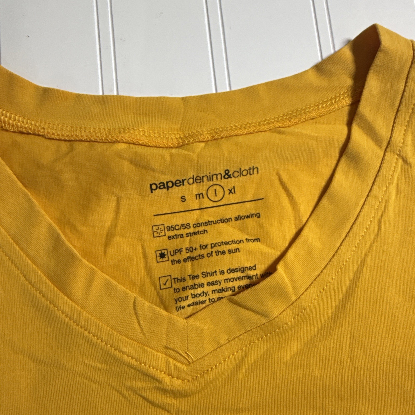 Paper Denim & Cloth L Men's UPF 50+ Sun Protection Yellow VNeck T-Shirt Large gallery