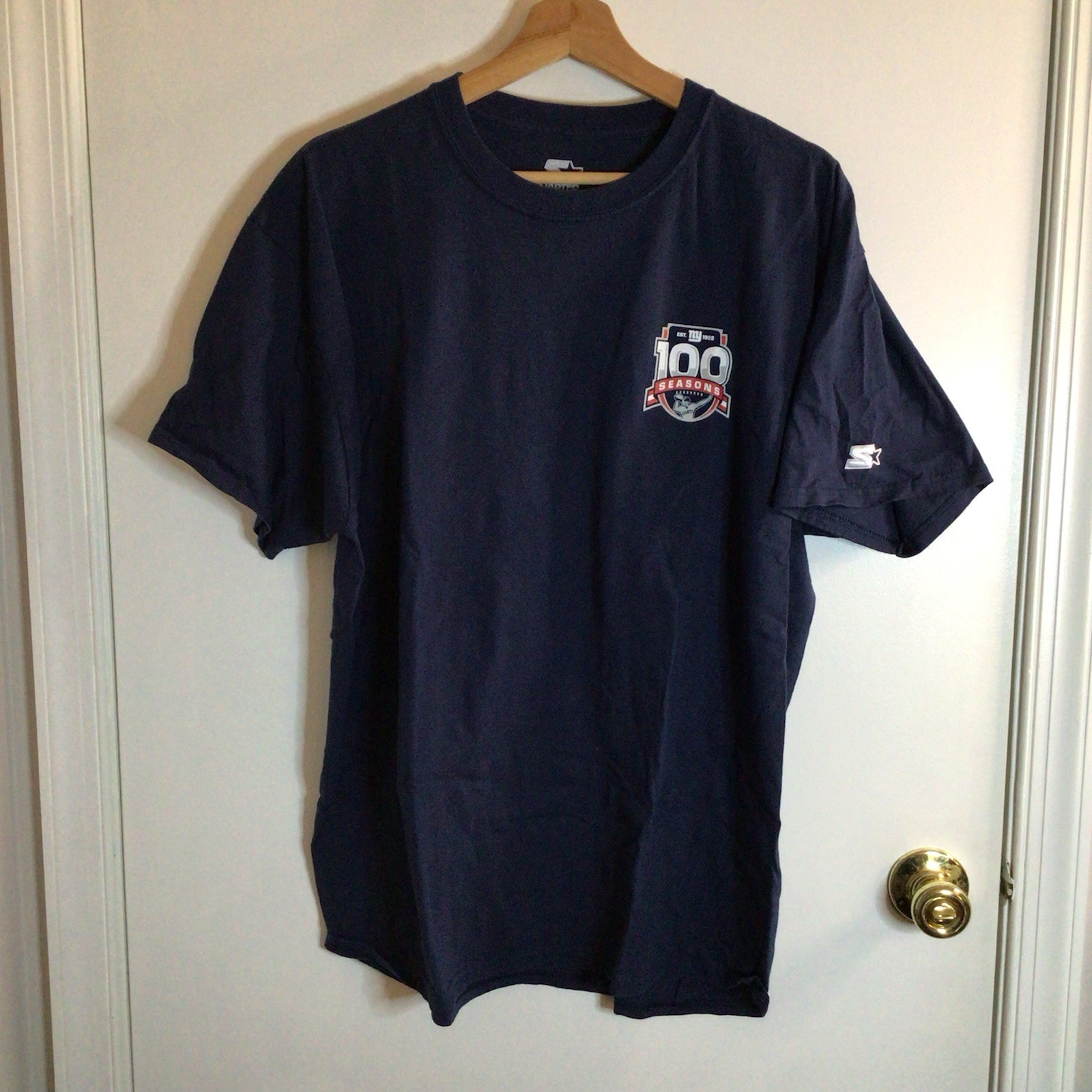 Starter New York Giants 100 Seasons 1925 Anniversary NFL Shirt Mens XL Navy Blue gallery