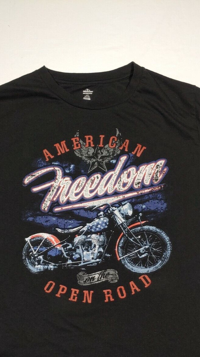 American Motorcycle Shirt Mens Large Black Graphic Freedom USA Biker Tee Size gallery
