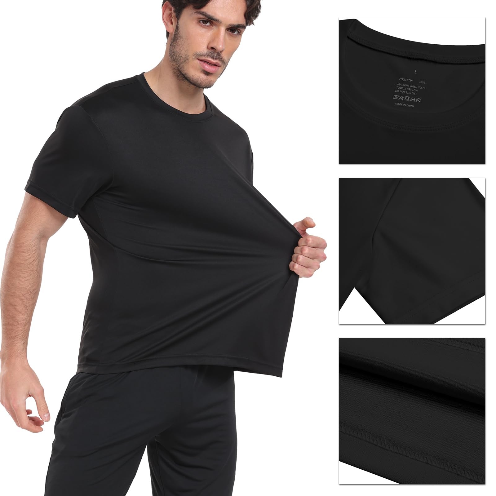 5 Pack Workout Shirts for Men Athletic Running Gym Quick Dry Short Sleeve Per... gallery