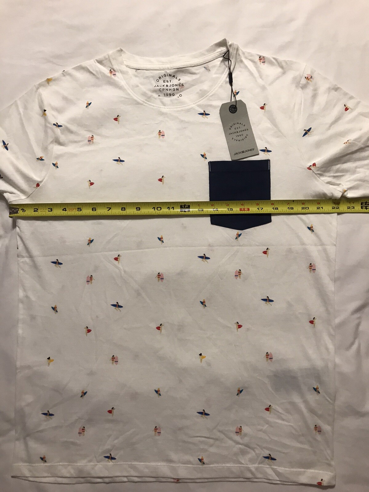 Jack & Jones Shirt Mens Large White Jorvacations Cloud Dancer Graphic Print gallery
