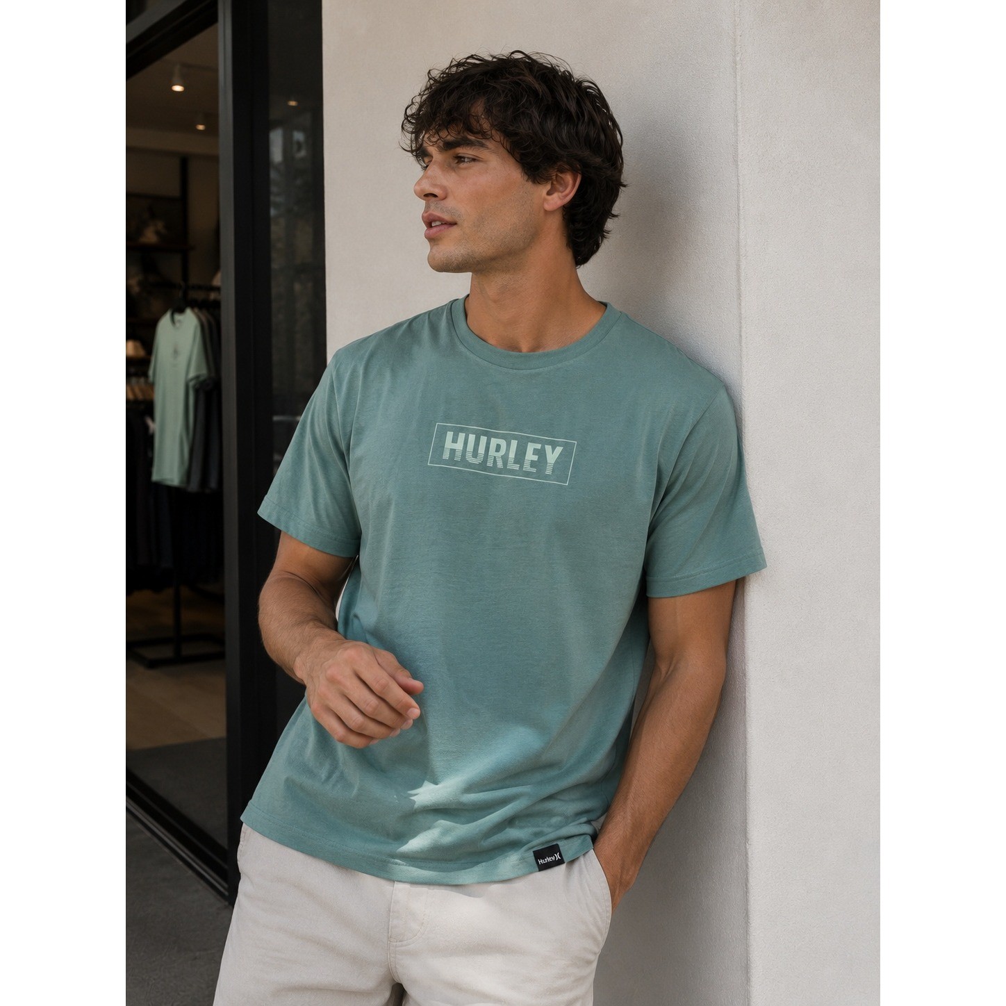 NWT Hurley Men Everyday Tee Large Mint Green Cotton Casual Surf Streetwear Shirt gallery