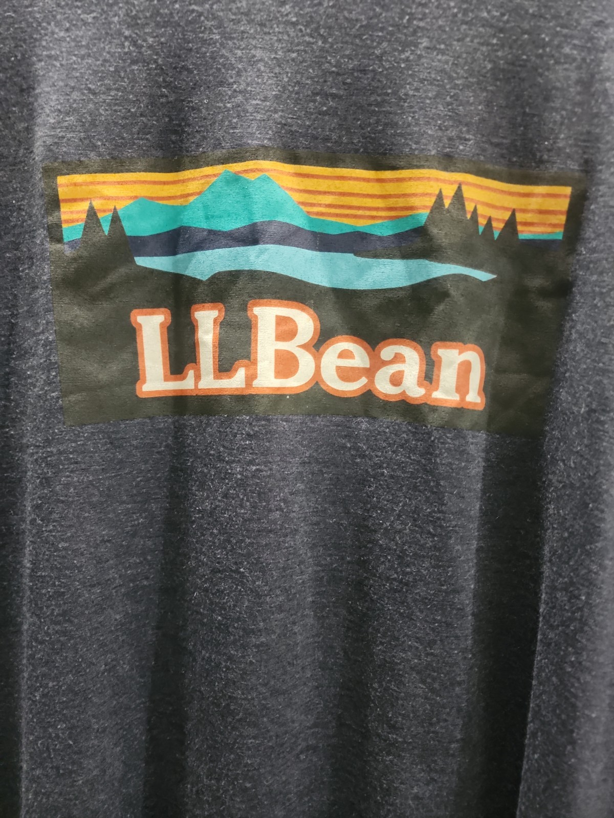 LL Bean Graphic Tee Shirt Mens XLT Navy Blue Sunset Mountain Logo Short Sleeve gallery