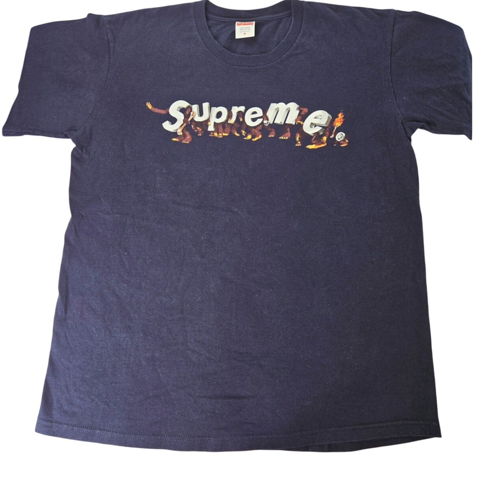 Supreme Apes 100% Cotton short sleeve graphics t-shirt Medium Navy blue